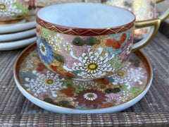 Vintage Japanese Kutani Porcelain Tea Set Thousand Flowers Pattern - Set