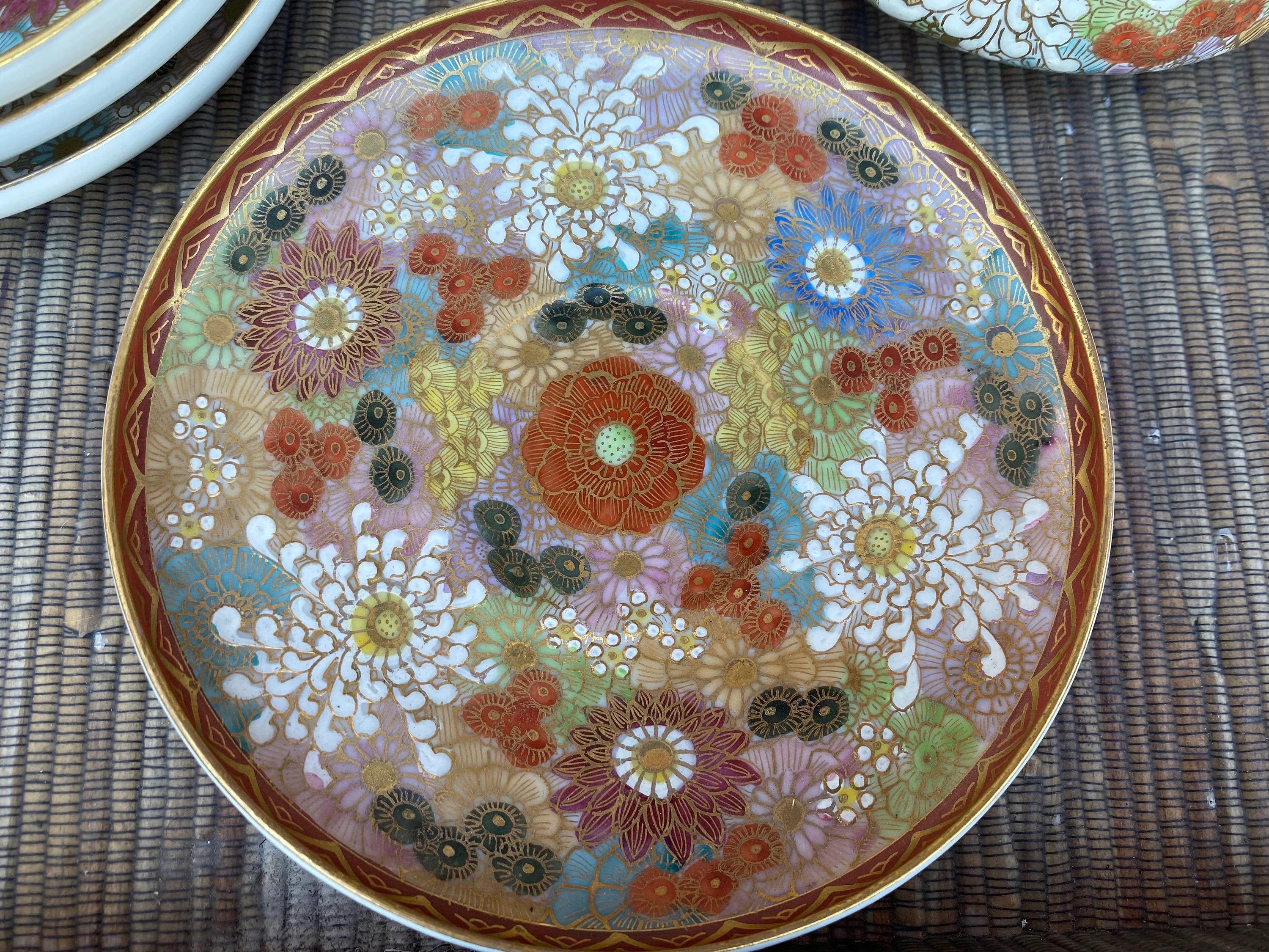 Vintage Japanese Kutani Porcelain Tea Set Thousand Flowers Pattern - Set 2