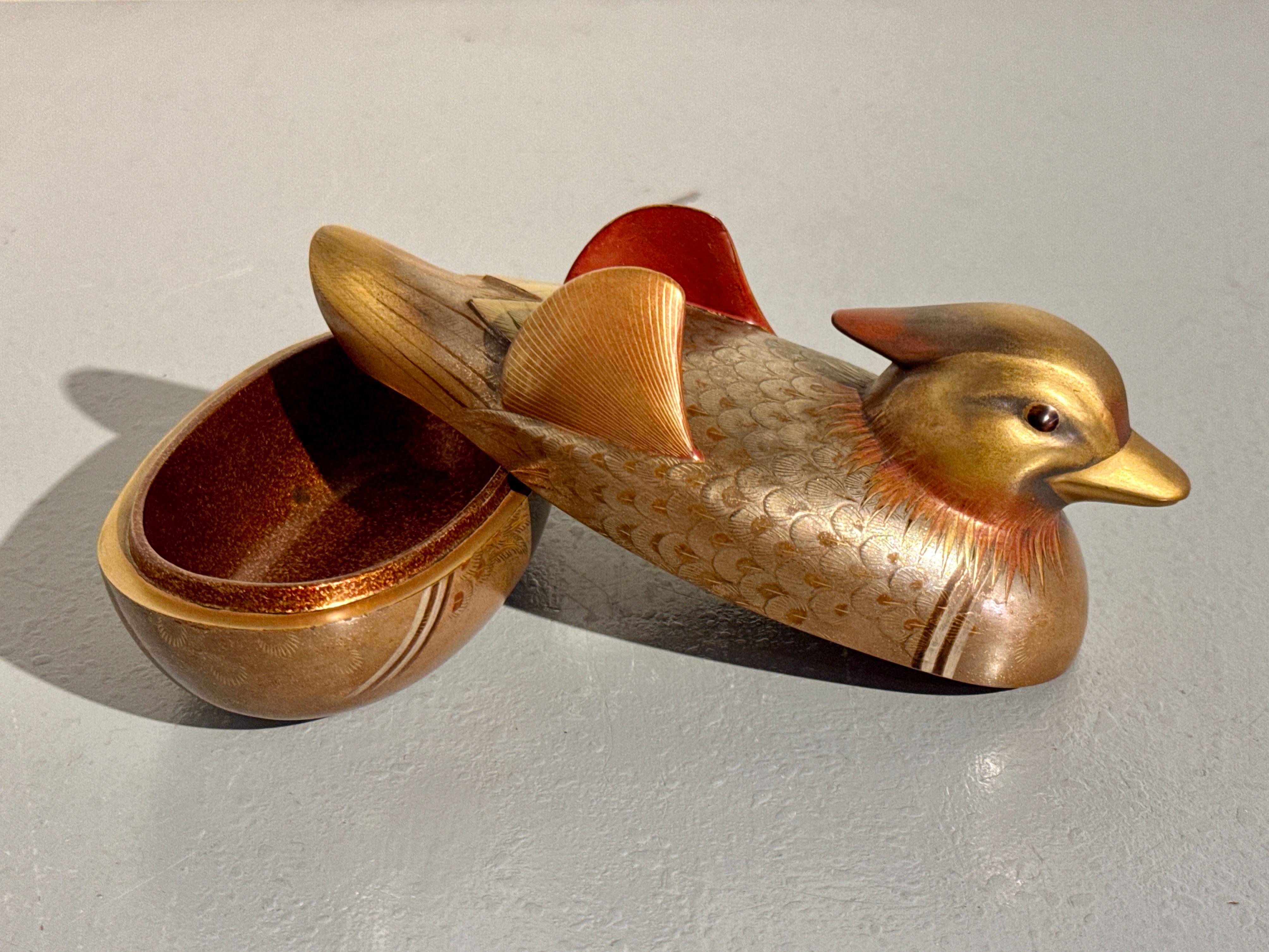 Vintage Japanese Lacquer Duck Box by Zohiko, Showa Era, Mid 20th Century, Japan For Sale 4