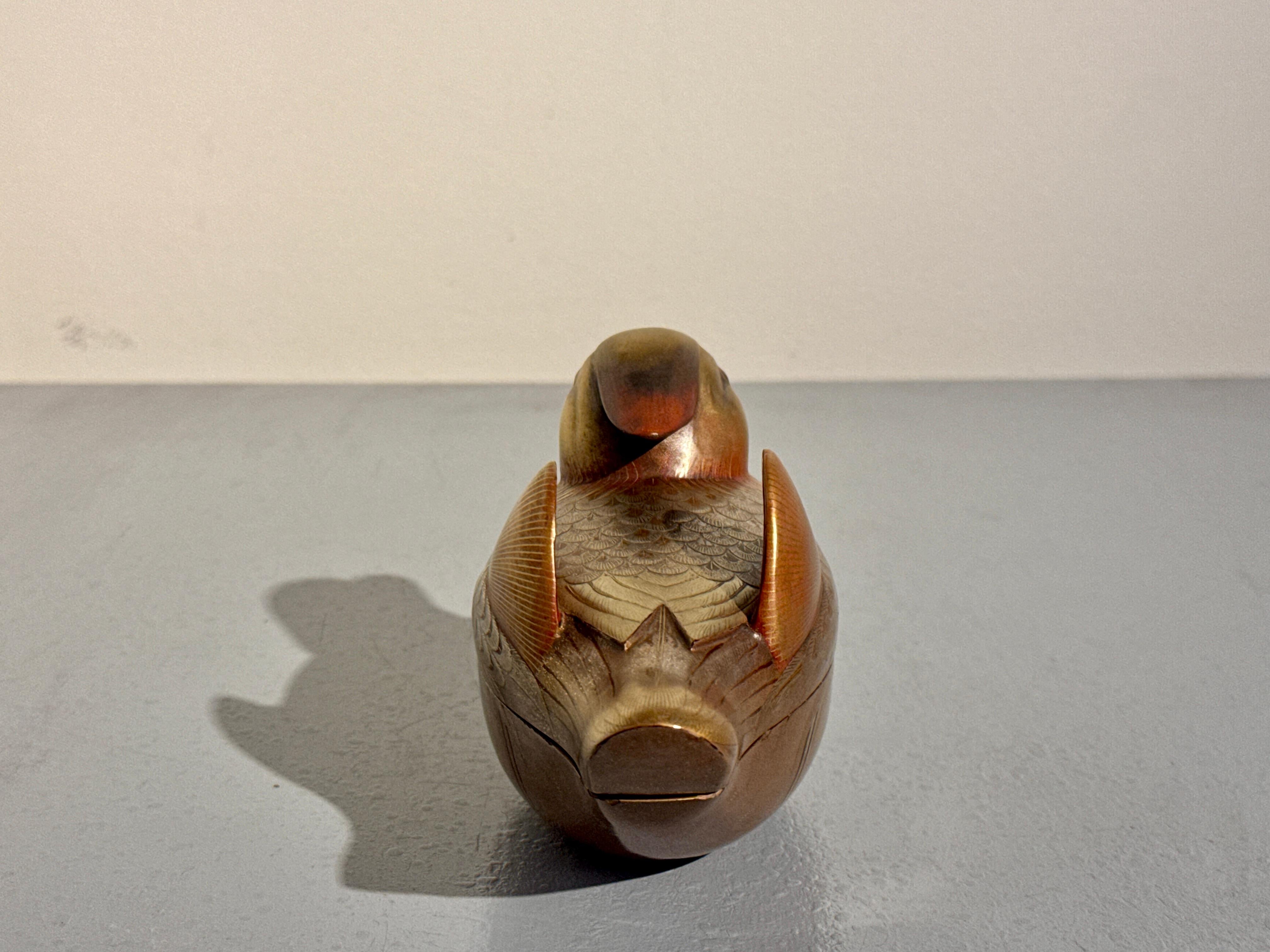 Mid-20th Century Vintage Japanese Lacquer Duck Box by Zohiko, Showa Era, Mid 20th Century, Japan For Sale