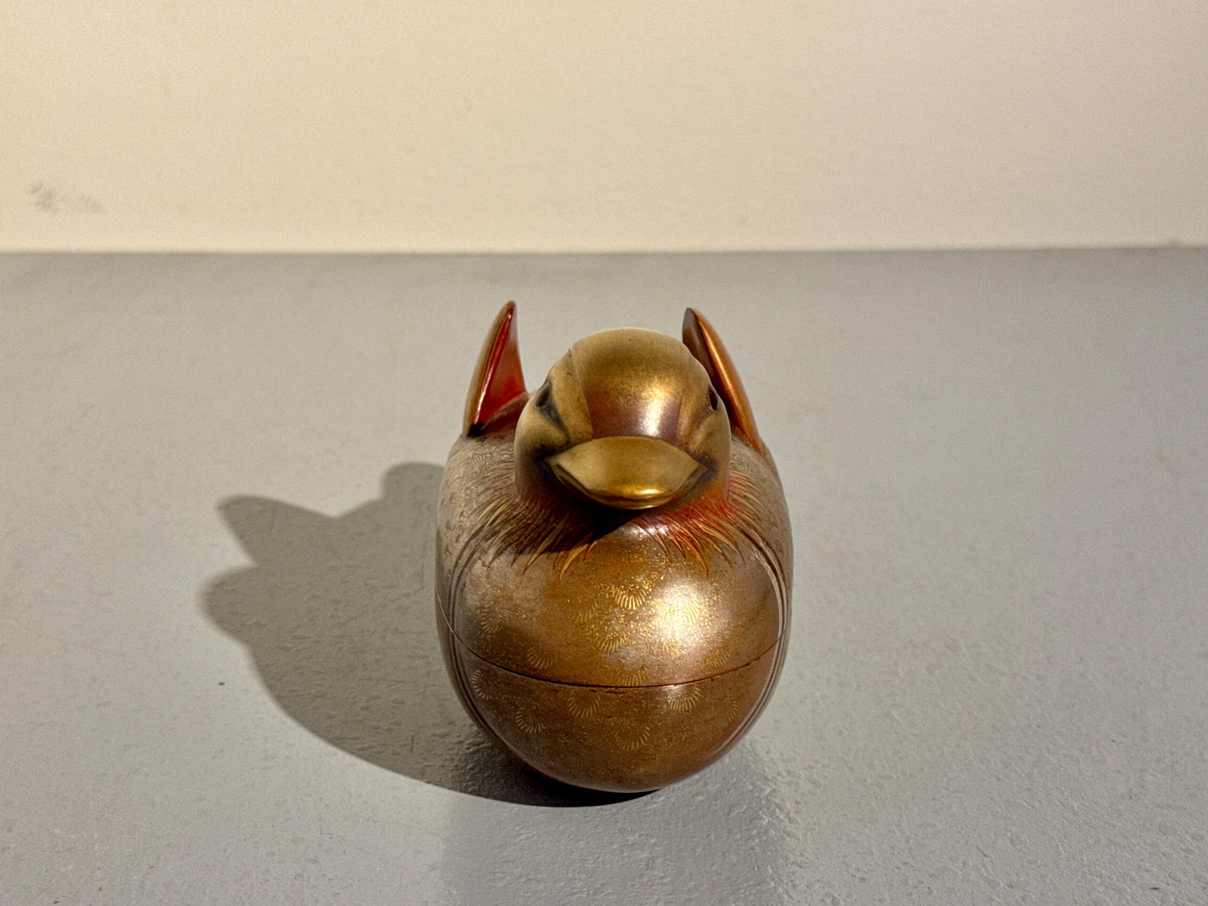 Vintage Japanese Lacquer Duck Box by Zohiko, Showa Era, Mid 20th Century, Japan For Sale 3