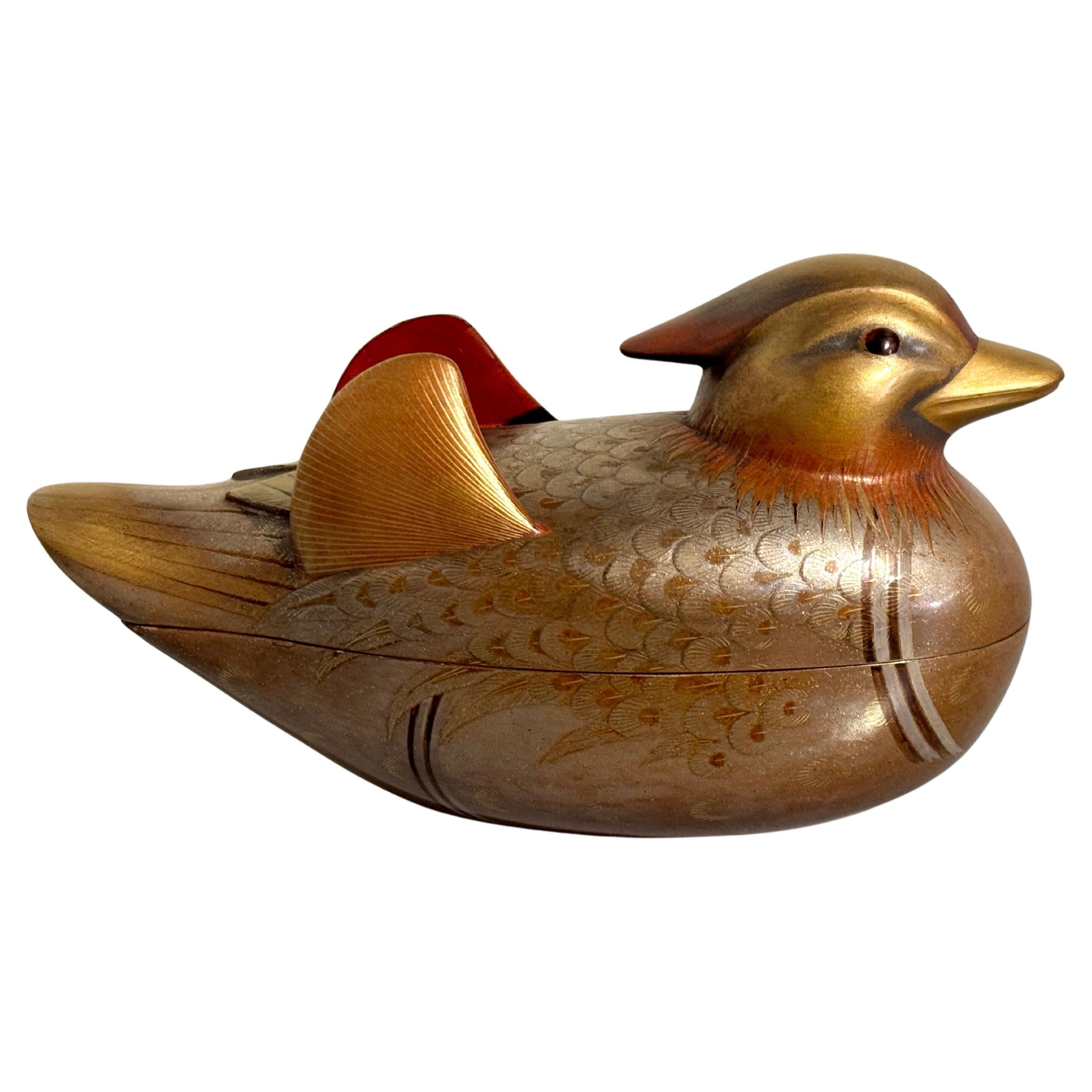 Vintage Japanese Lacquer Duck Box by Zohiko, Showa Era, Mid 20th Century, Japan