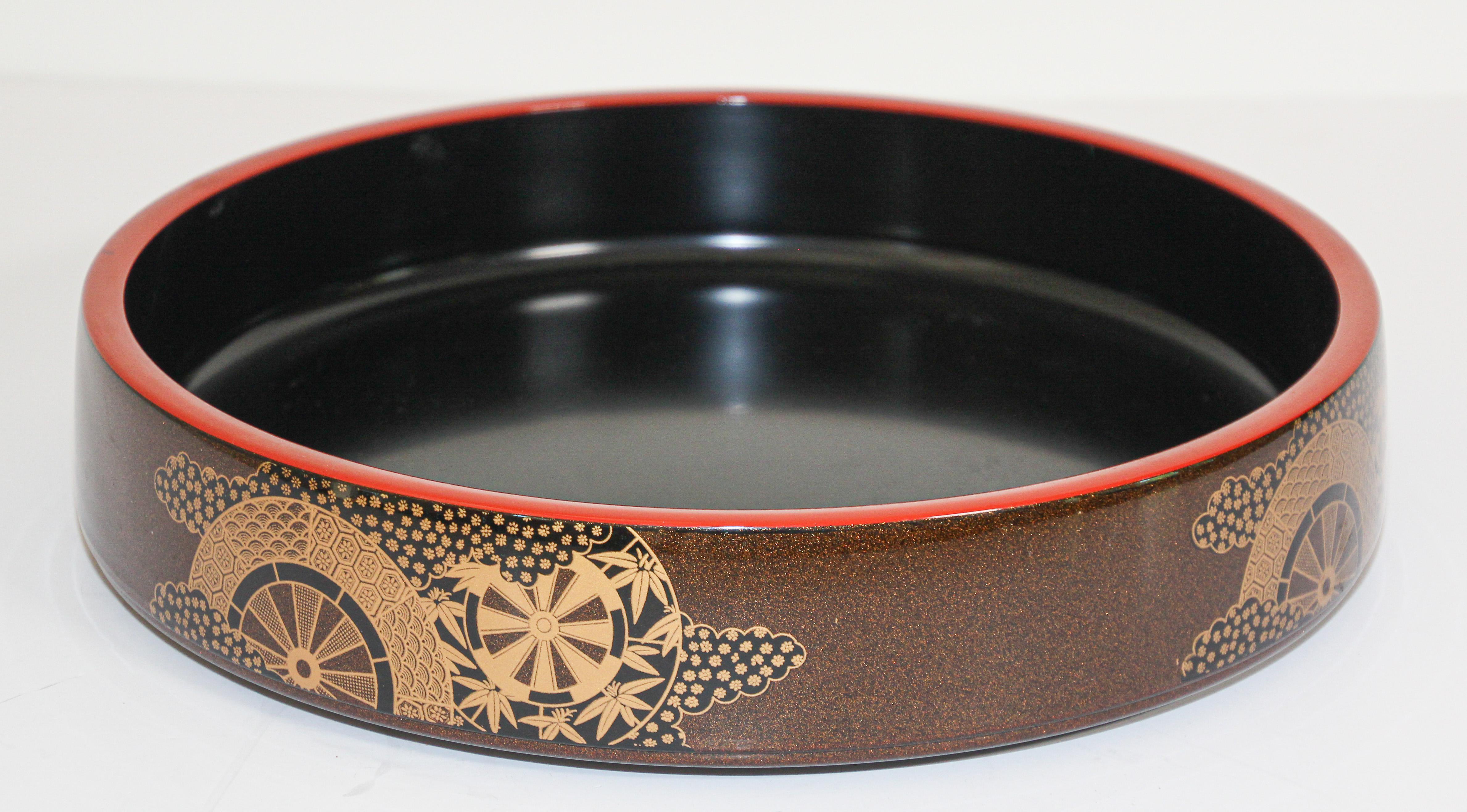 Vintage Japanese Lacquered Serving Tray 4