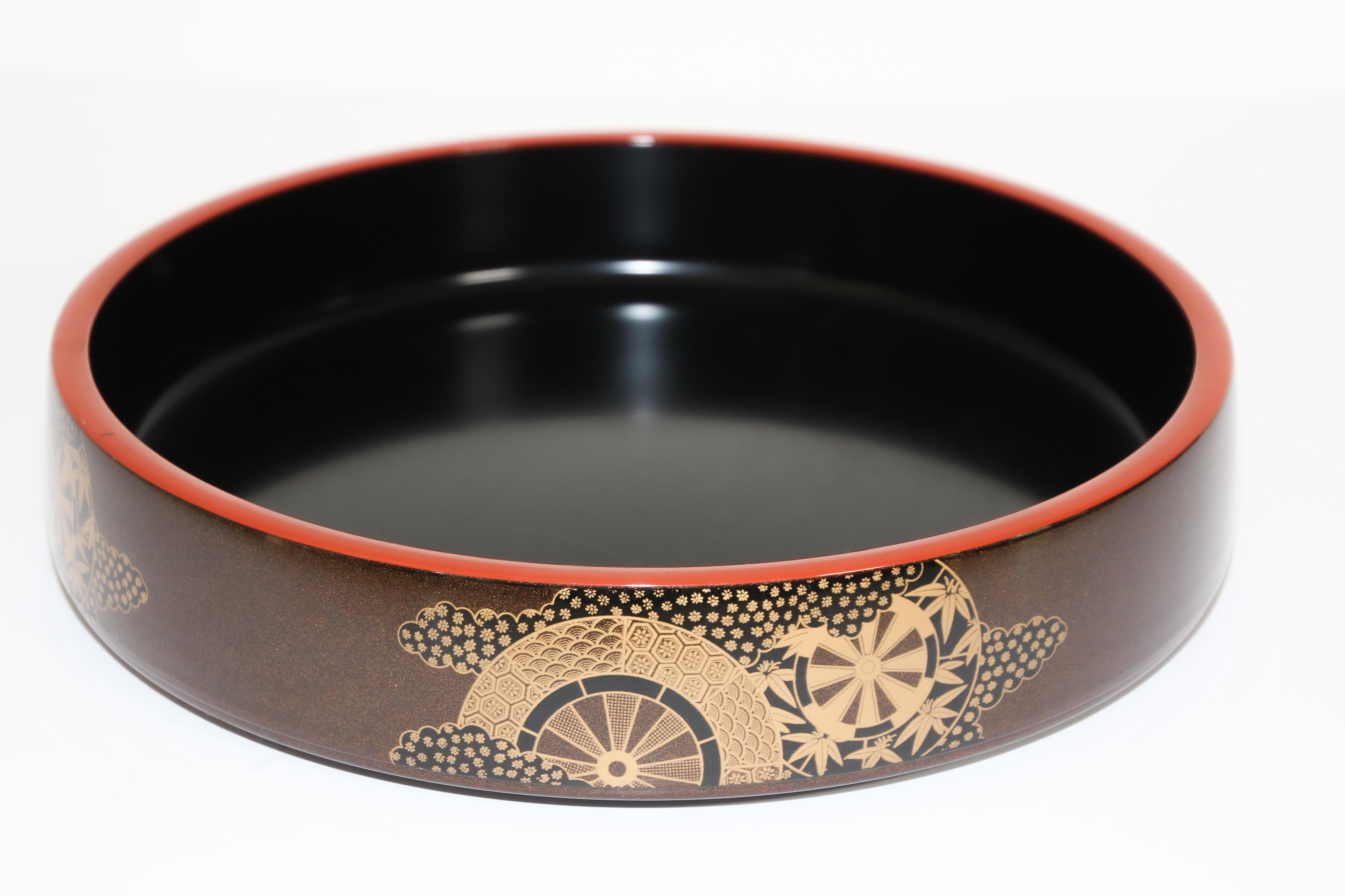 Vintage Japanese Lacquered Serving Tray In Good Condition In Moreno Valley, CA