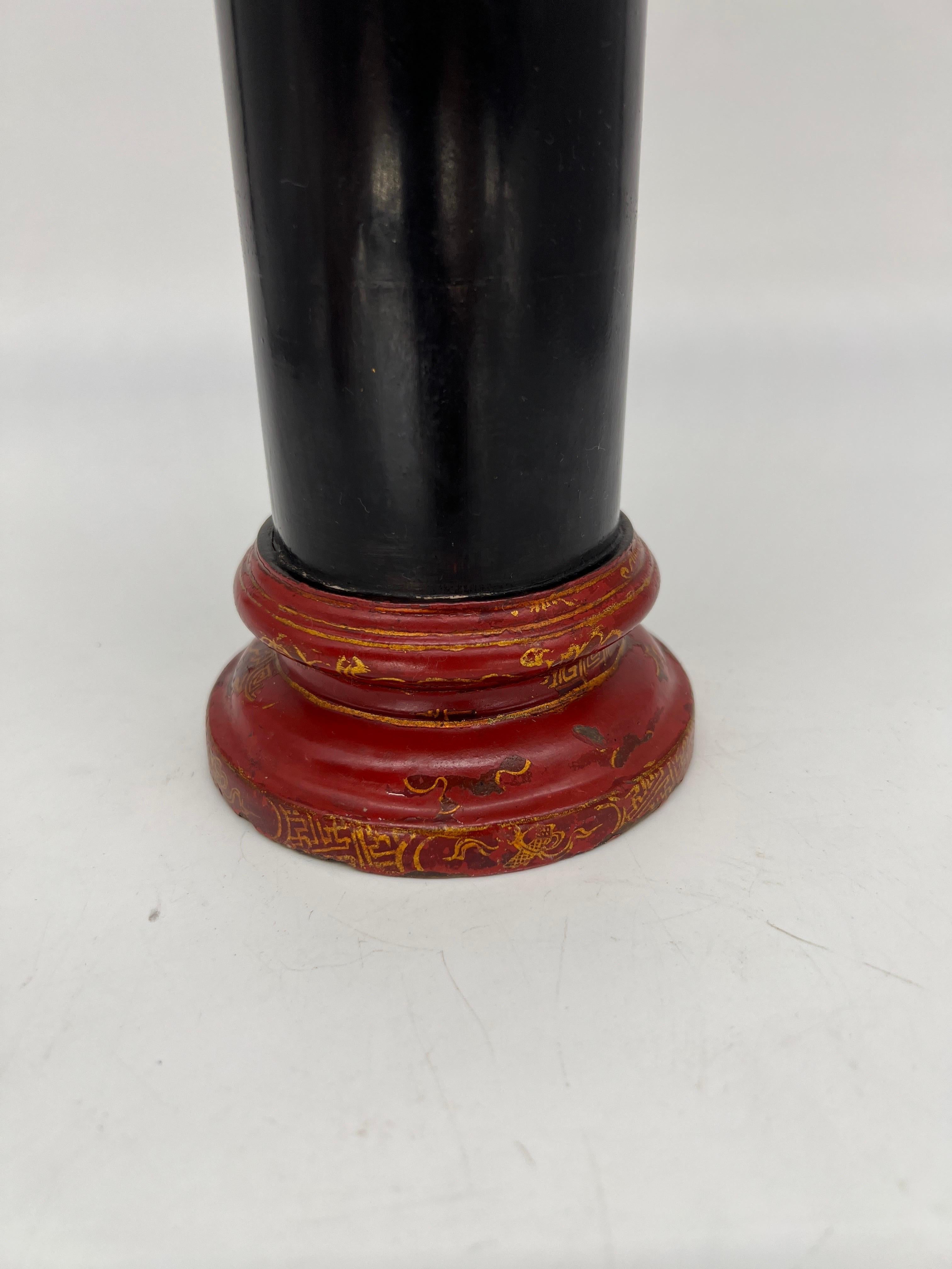 Vintage Japanese Lacquerware Cylindrical Fireplace Matchstrike Box For Sale 1