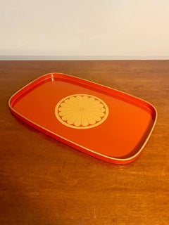 Vintage Japanese Lacquerware Tray with Gold Chrysanthemum Motif, 1960s