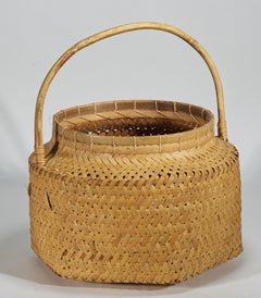 Vintage Japanese Large Ikebana Basket Split Bamboo