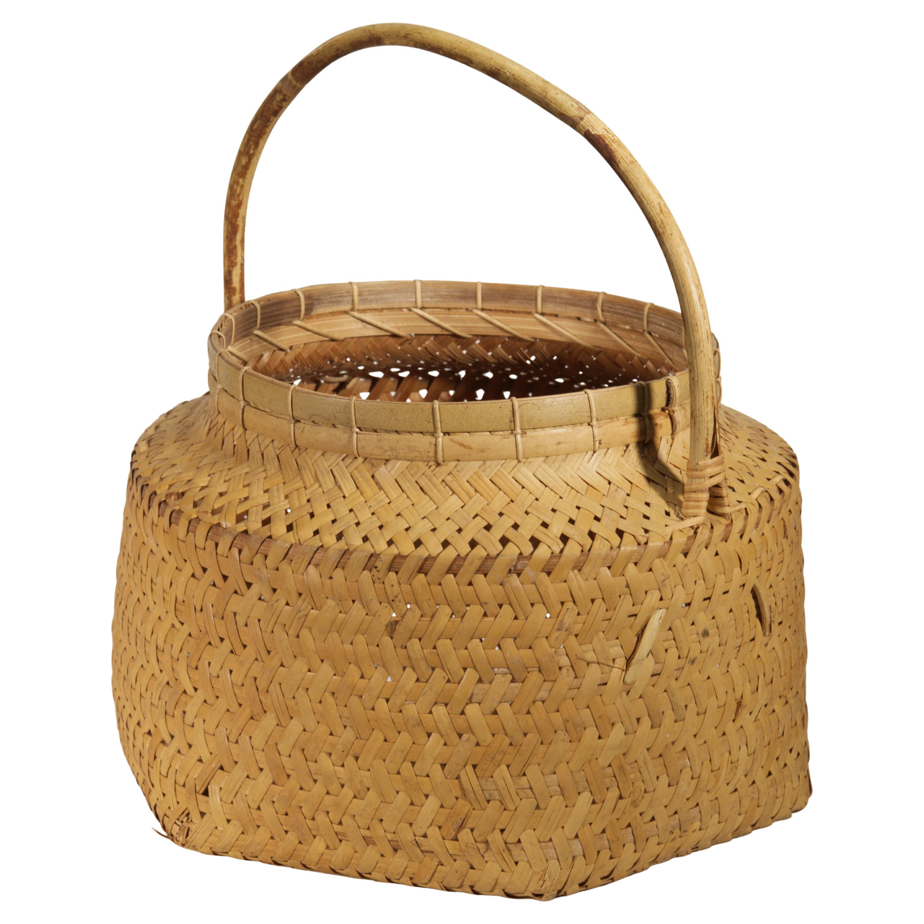 Grand panier Ikebana japonais vintage fendu en bambou