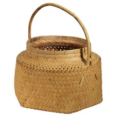 Vintage Japanese Large Ikebana Basket Split Bamboo