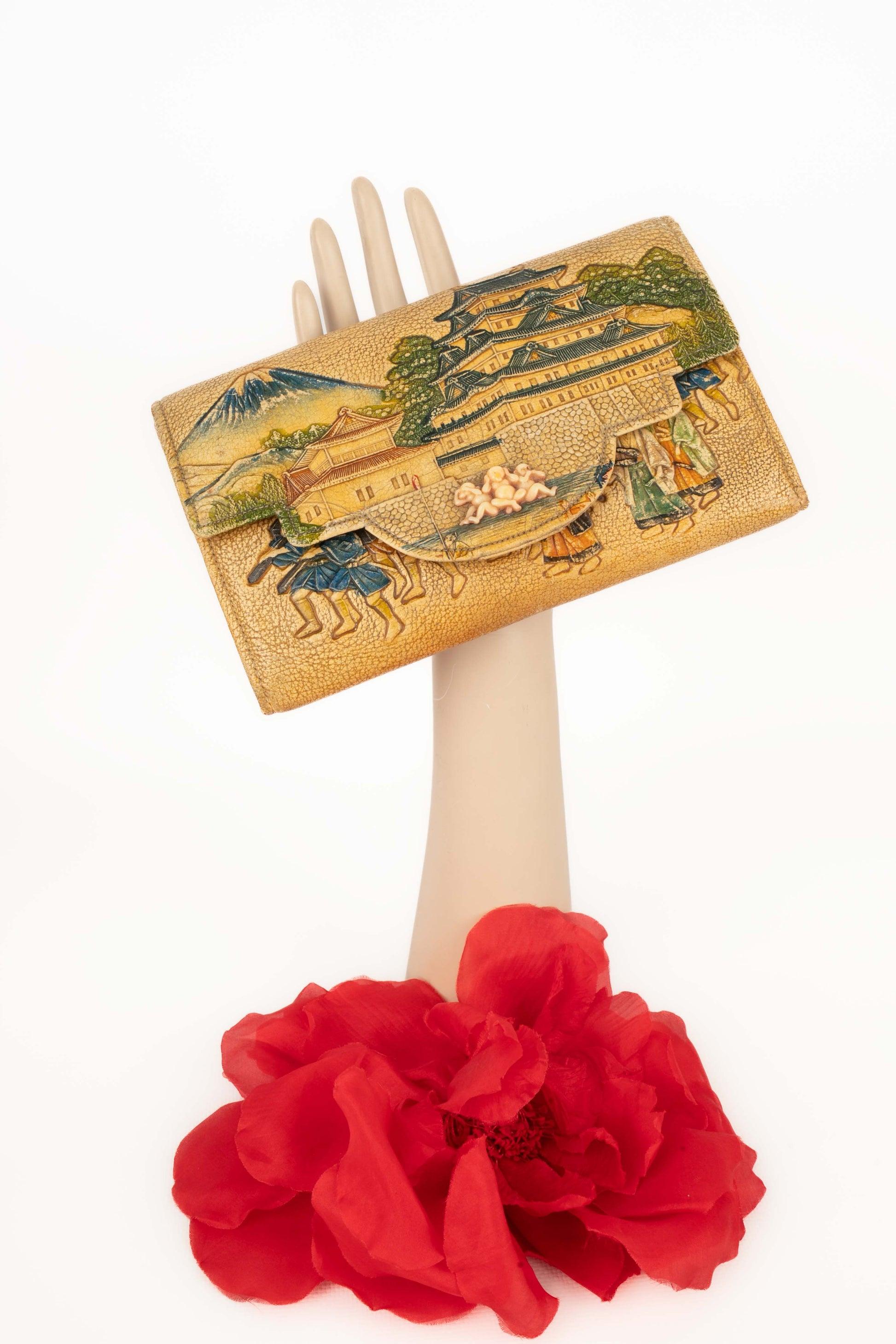 Vintage Japanese Leather Handbag, 1930s 6