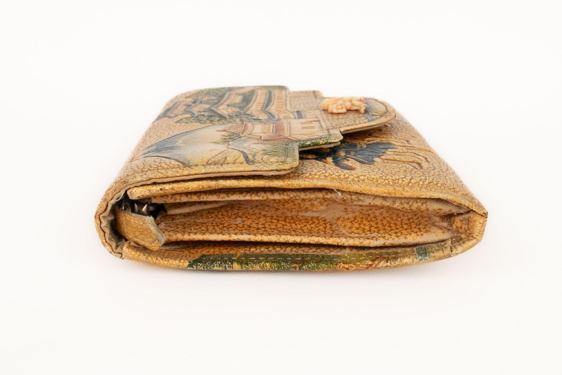 Brown Vintage Japanese Leather Handbag, 1930s