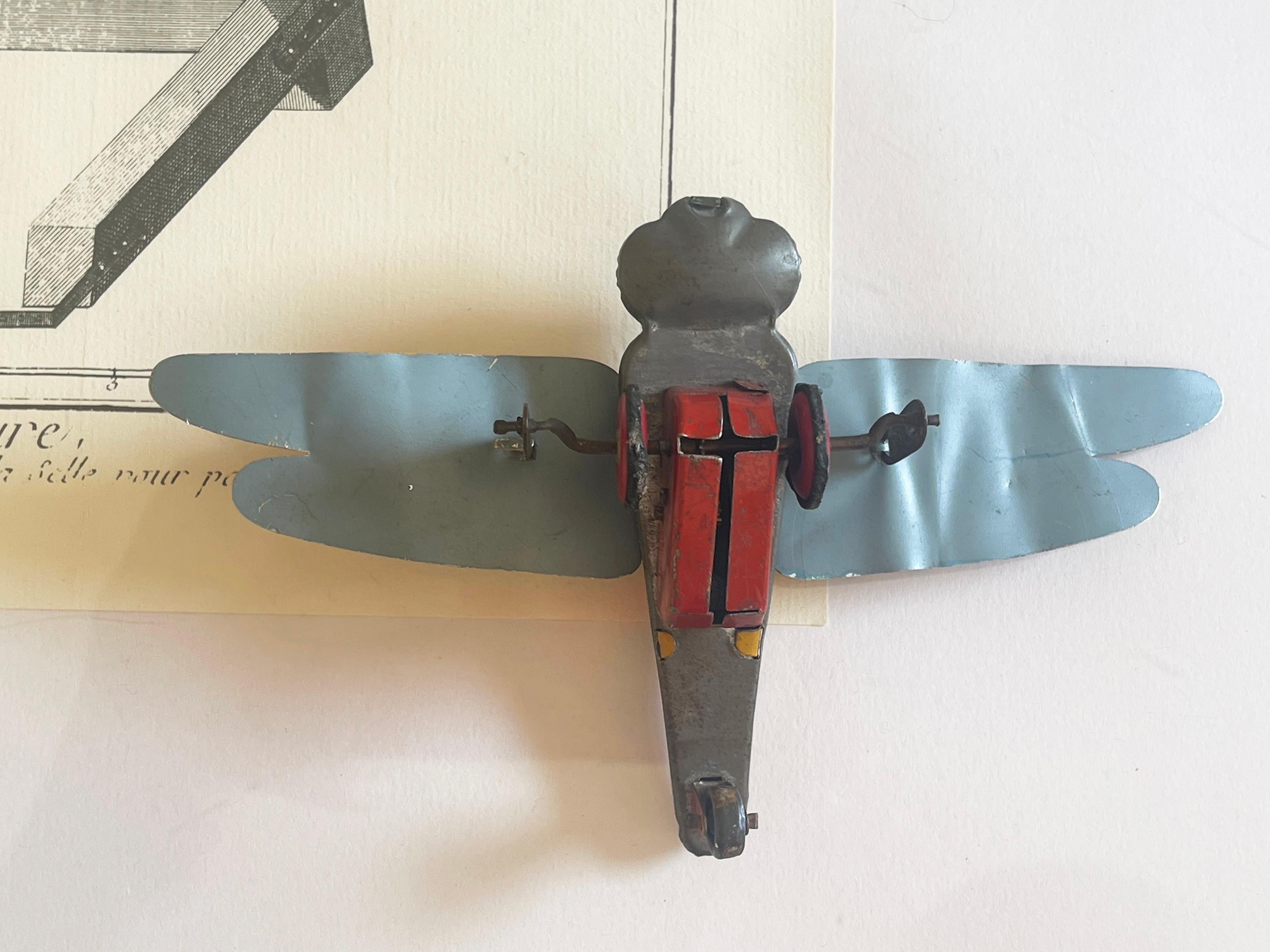 Metal Vintage Japanese Litho Wind-up Tin Toy Dragonfly 1940's to 1950's, Japan