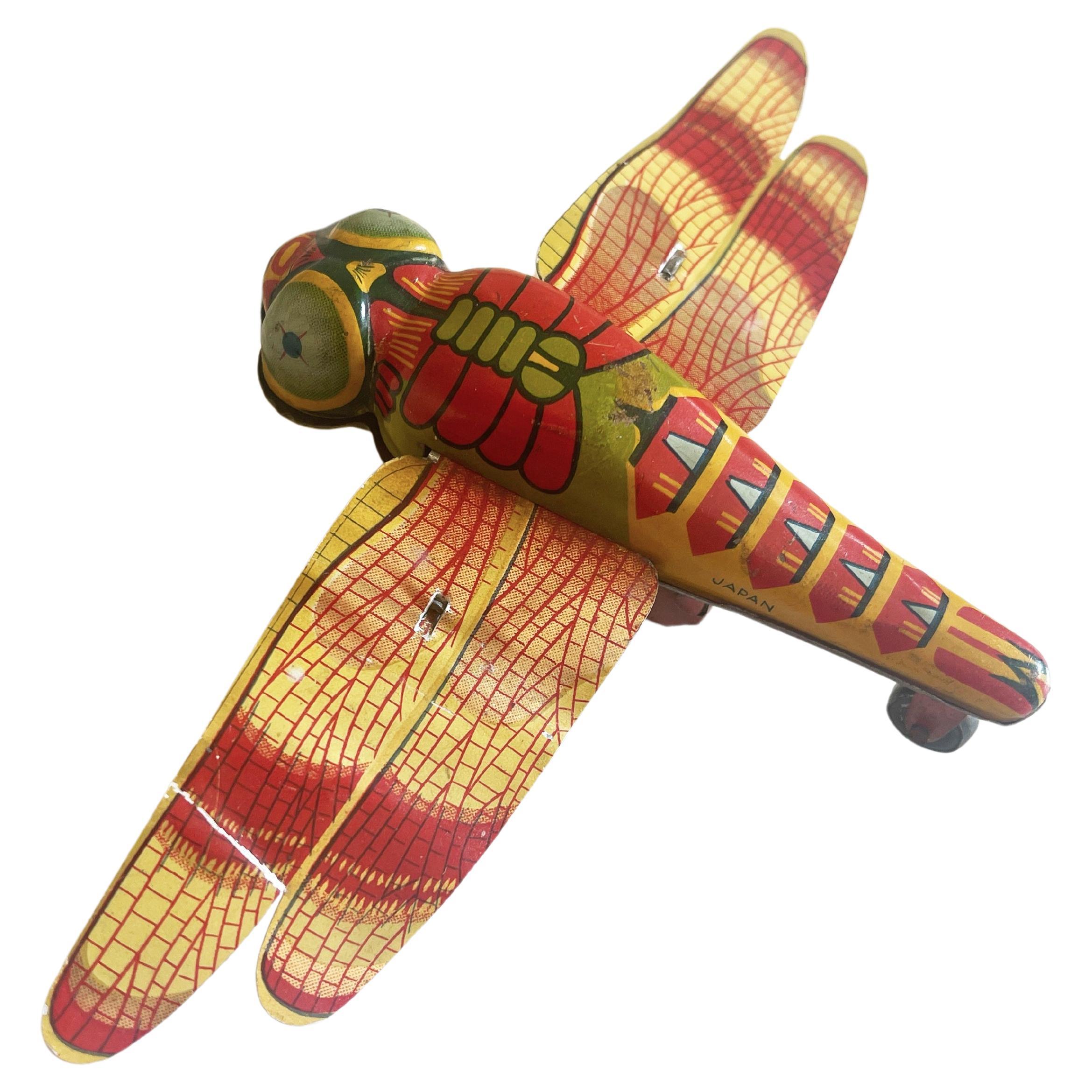 Vintage Japanese Litho Wind-up Tin Toy Dragonfly 1940's to 1950's, Japan