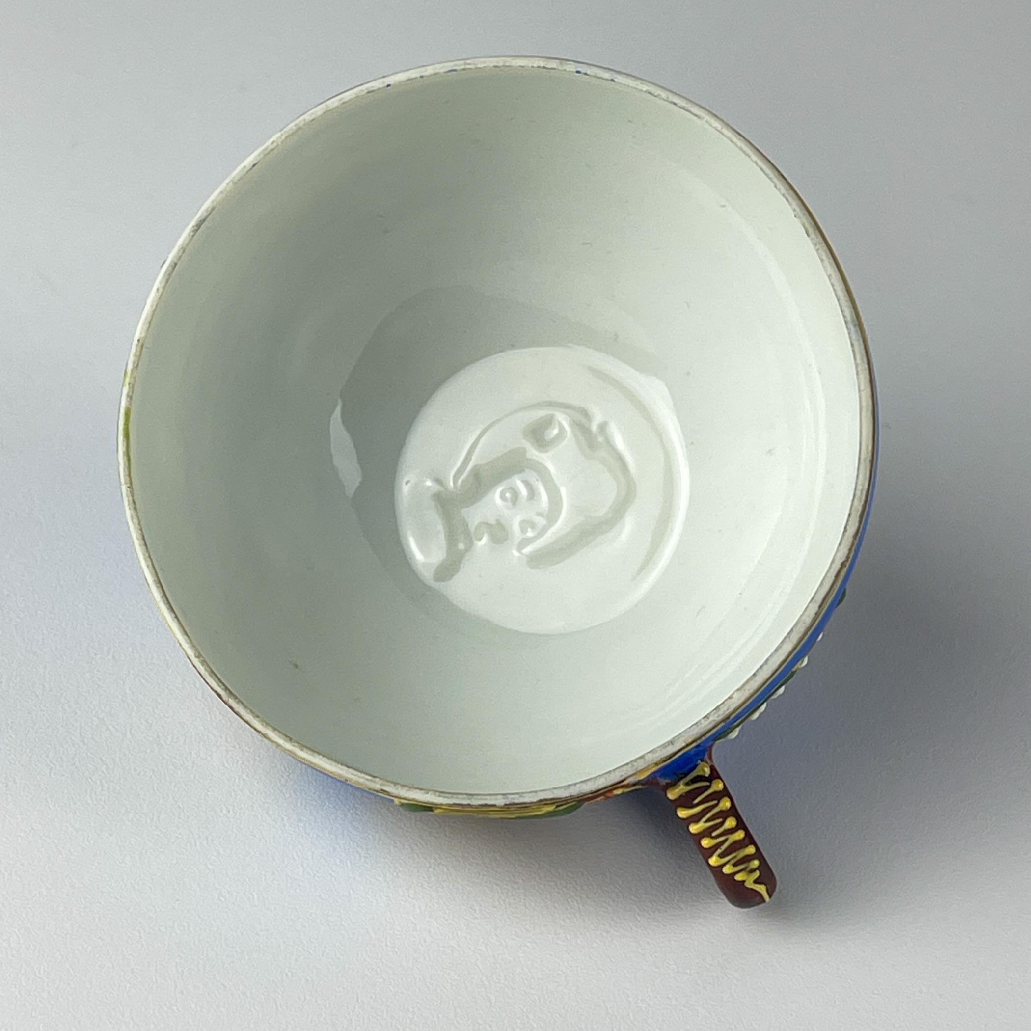 Juego de café de porcelana japonesa litófana Geisha Dragón Azul, años 50 en venta 3