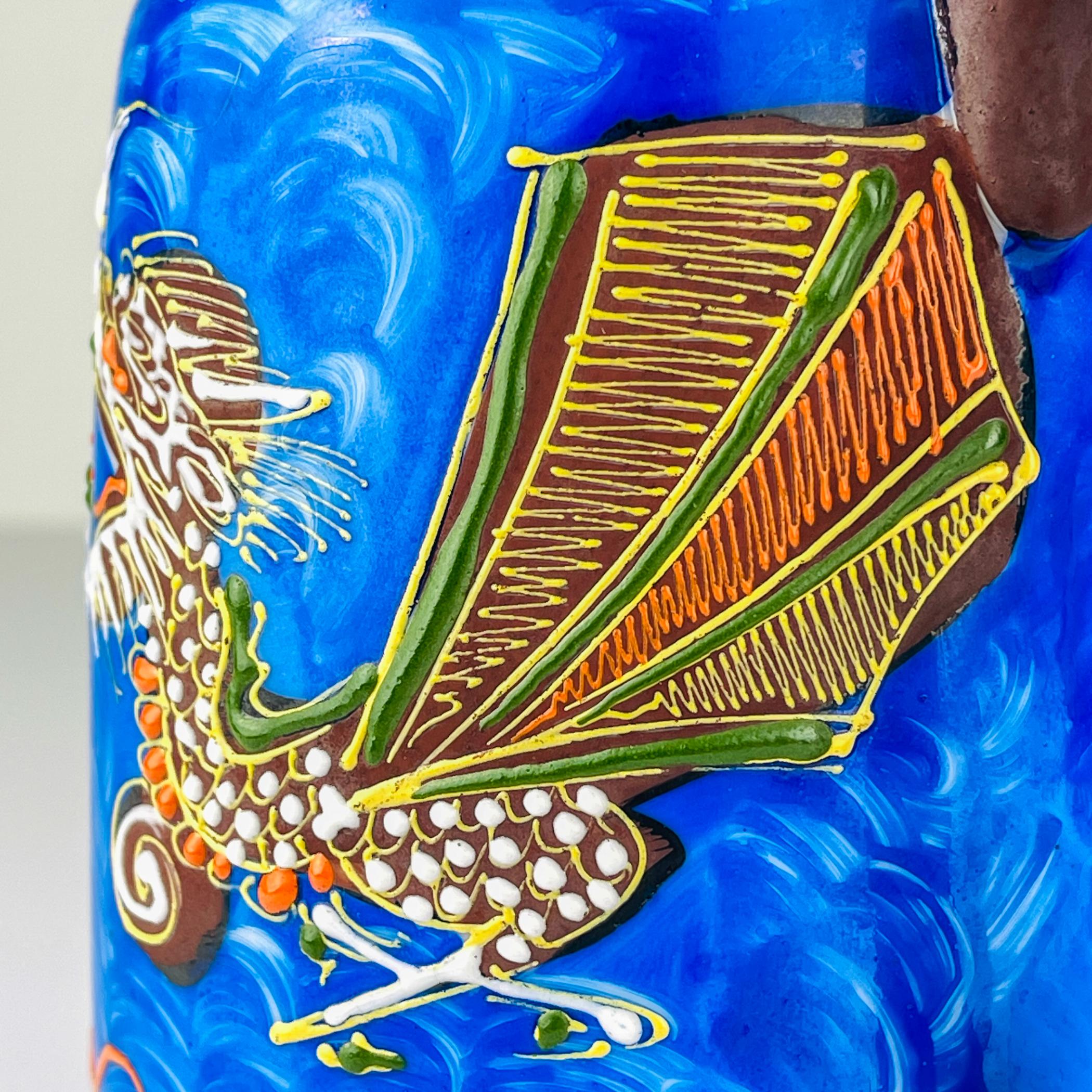 Juego de café de porcelana japonesa litófana Geisha Dragón Azul, años 50 en venta 2