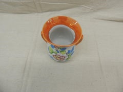 Vintage Japanese Lusterware Orange and Blue Small Vase