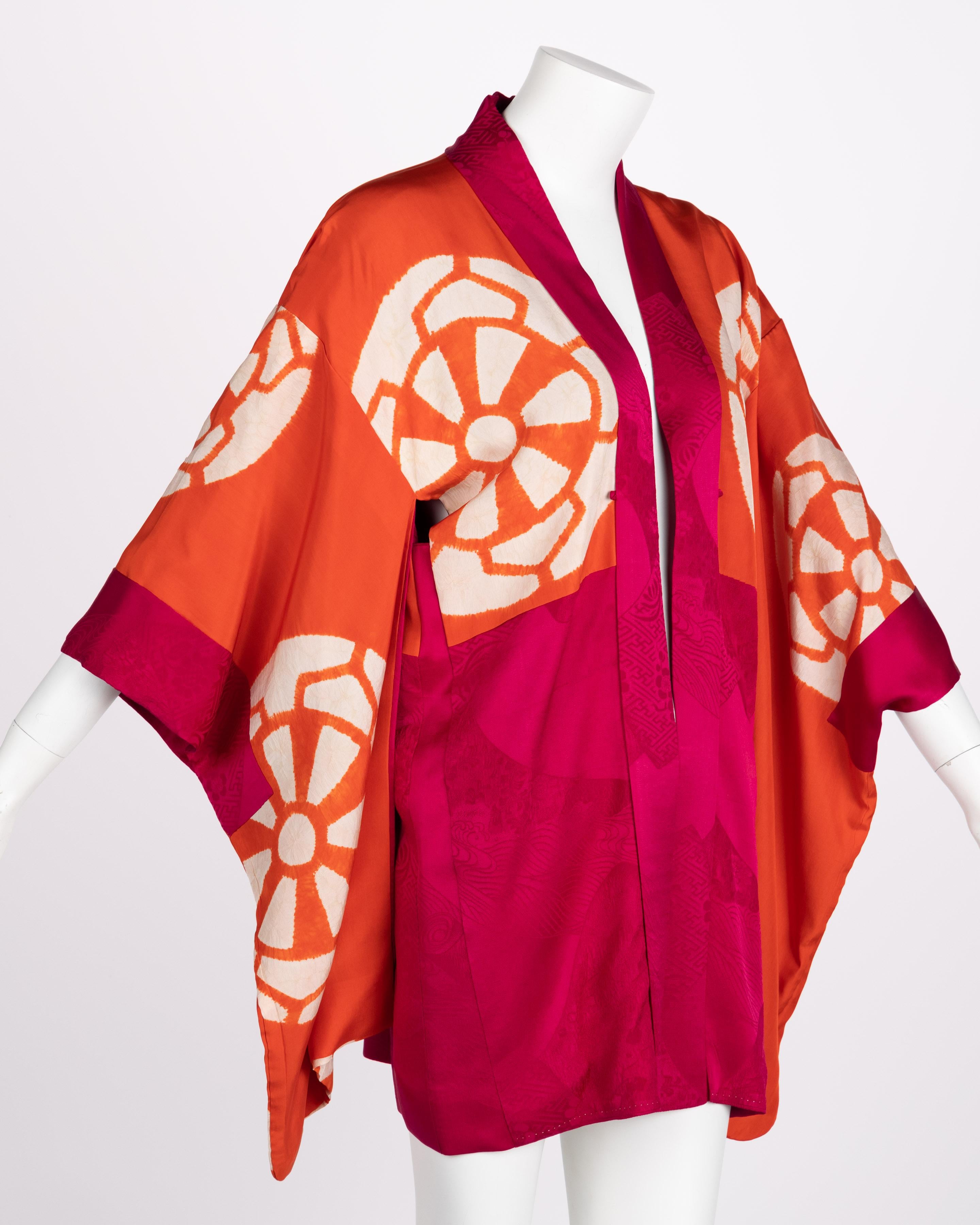 While the variety and particularity of kimono types can be complex, the cut of a kimono is intentionally simple. Minimal seaming allows the beauty of the fabric to reveal itself unencumbered by darts and tucks. A kimono has geometric unity in its