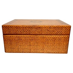 Vintage Japanese Marquetry Decorative Box, Antique Wood Craftsmanship