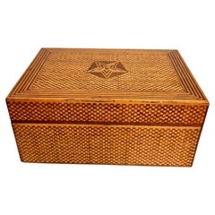 Vintage Japanese Marquetry Decorative Box, Antique Wood Craftsmanship