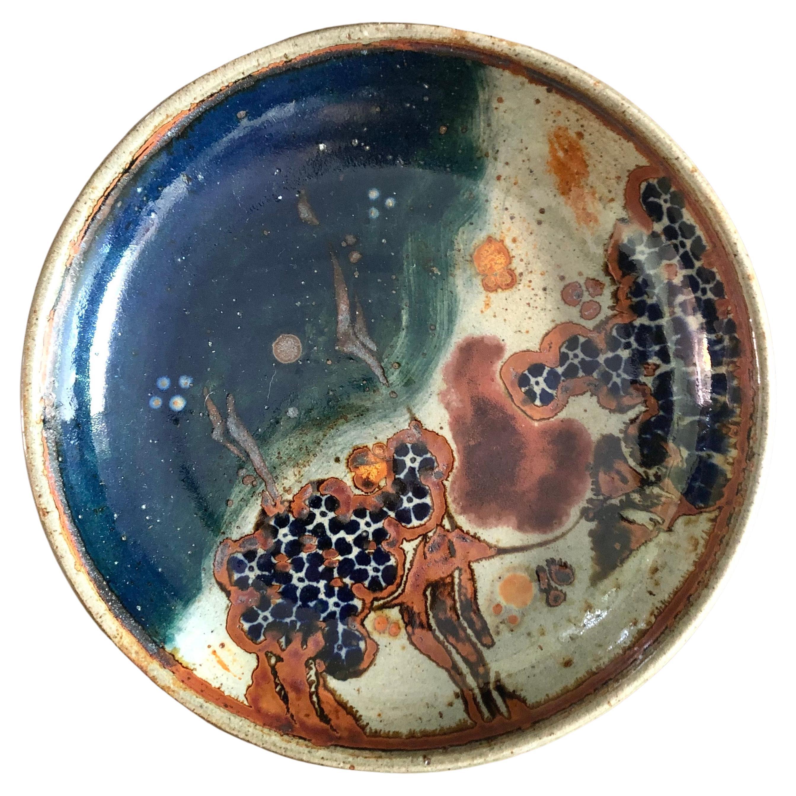 Mashiko Yaki Art Pottery Ceramic Charger, Japan, Circa 1970 For Sale at