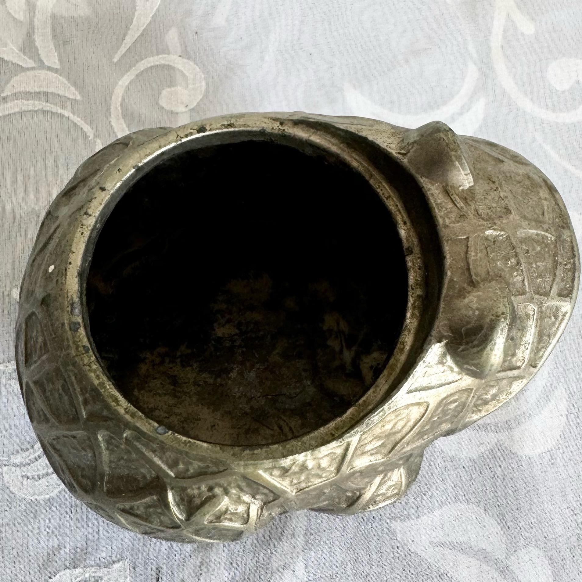 Late 20th Century Vintage Japanese Metal Frog Vase/Planter