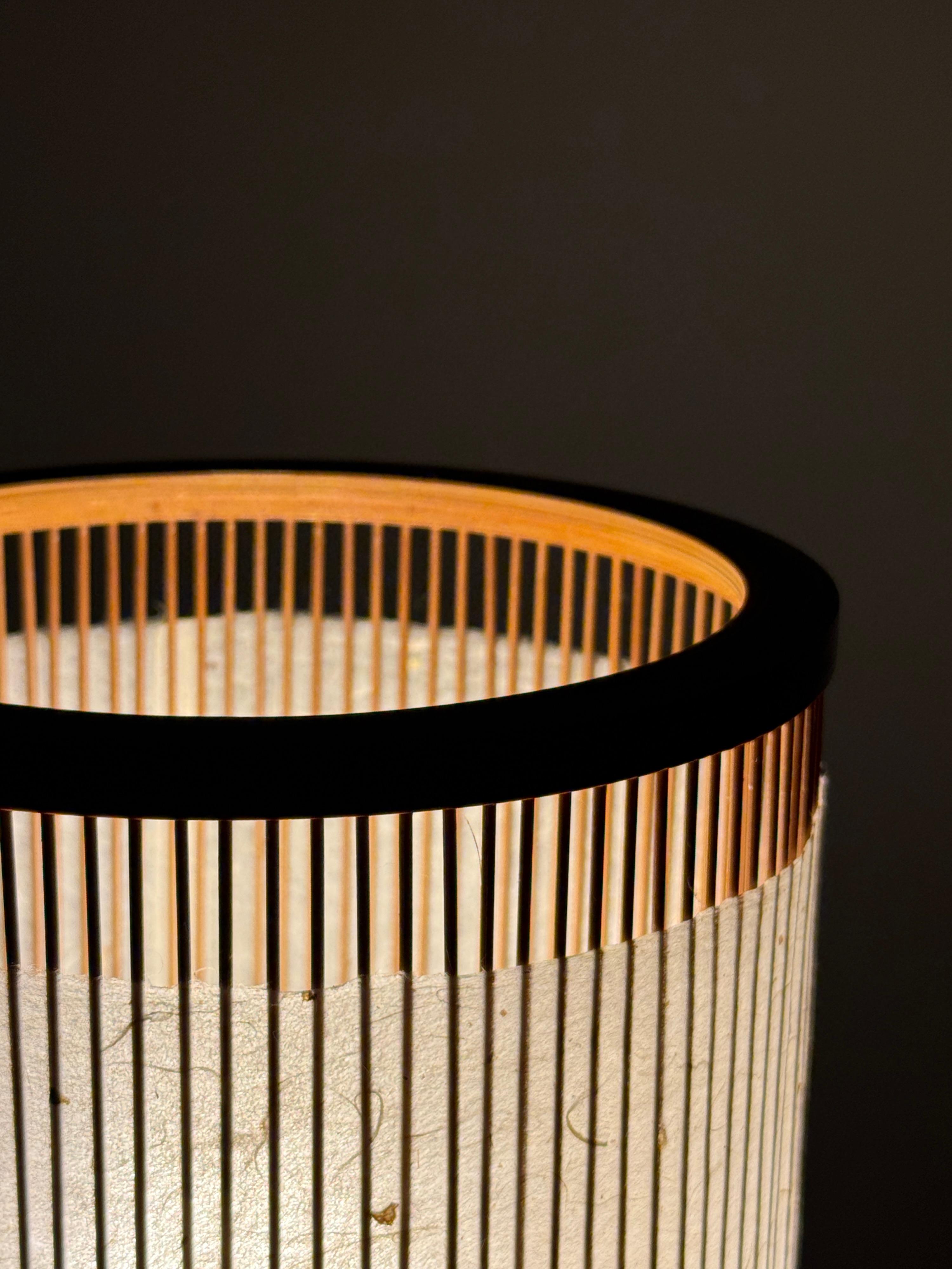 Vintage Japanese Modern Bamboo Washi Paper Lantern Table Lamp by Miyabi Andon For Sale 5