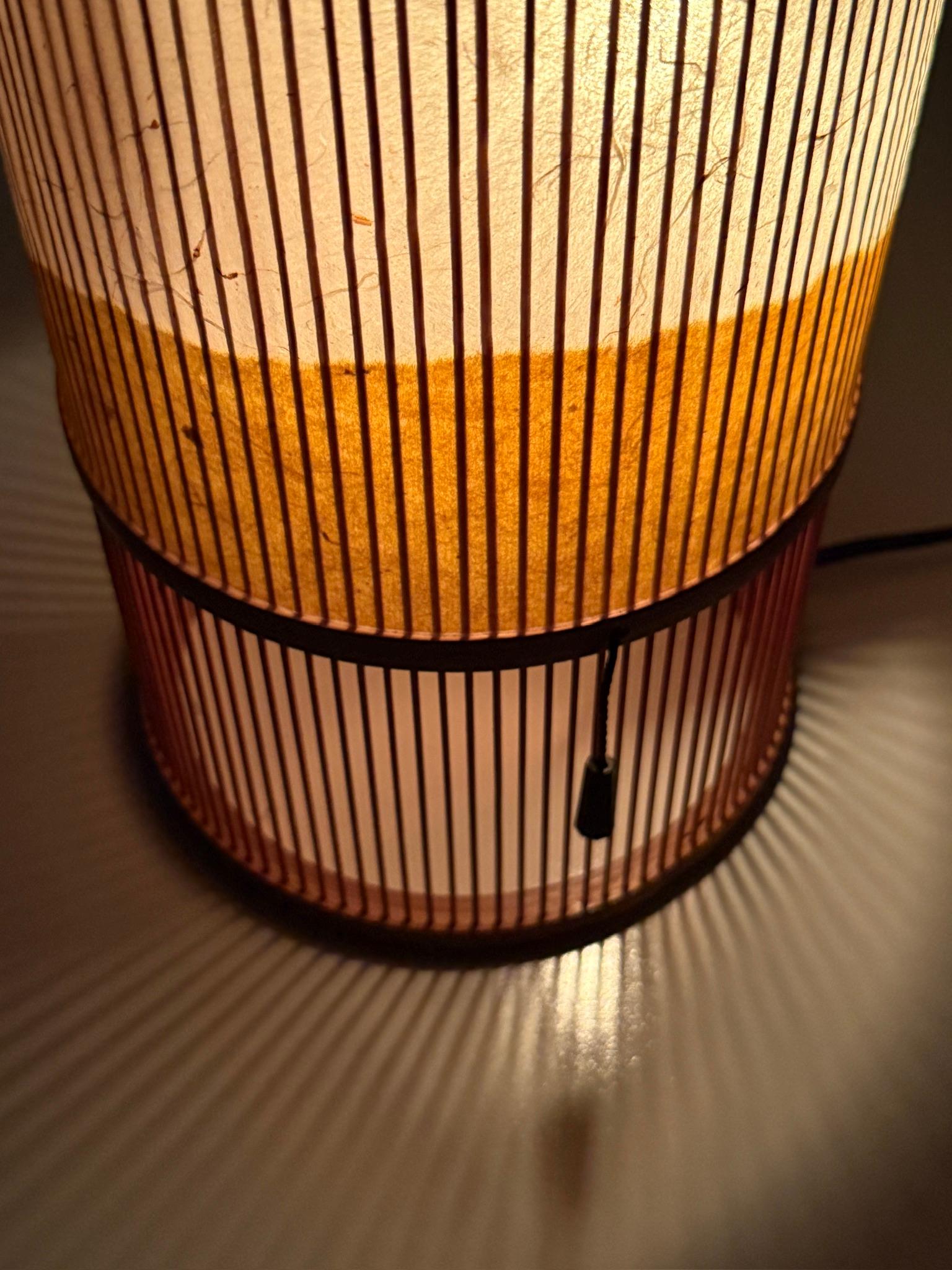 Vintage Japanese Modern Bamboo Washi Paper Lantern Table Lamp by Miyabi Andon For Sale 6