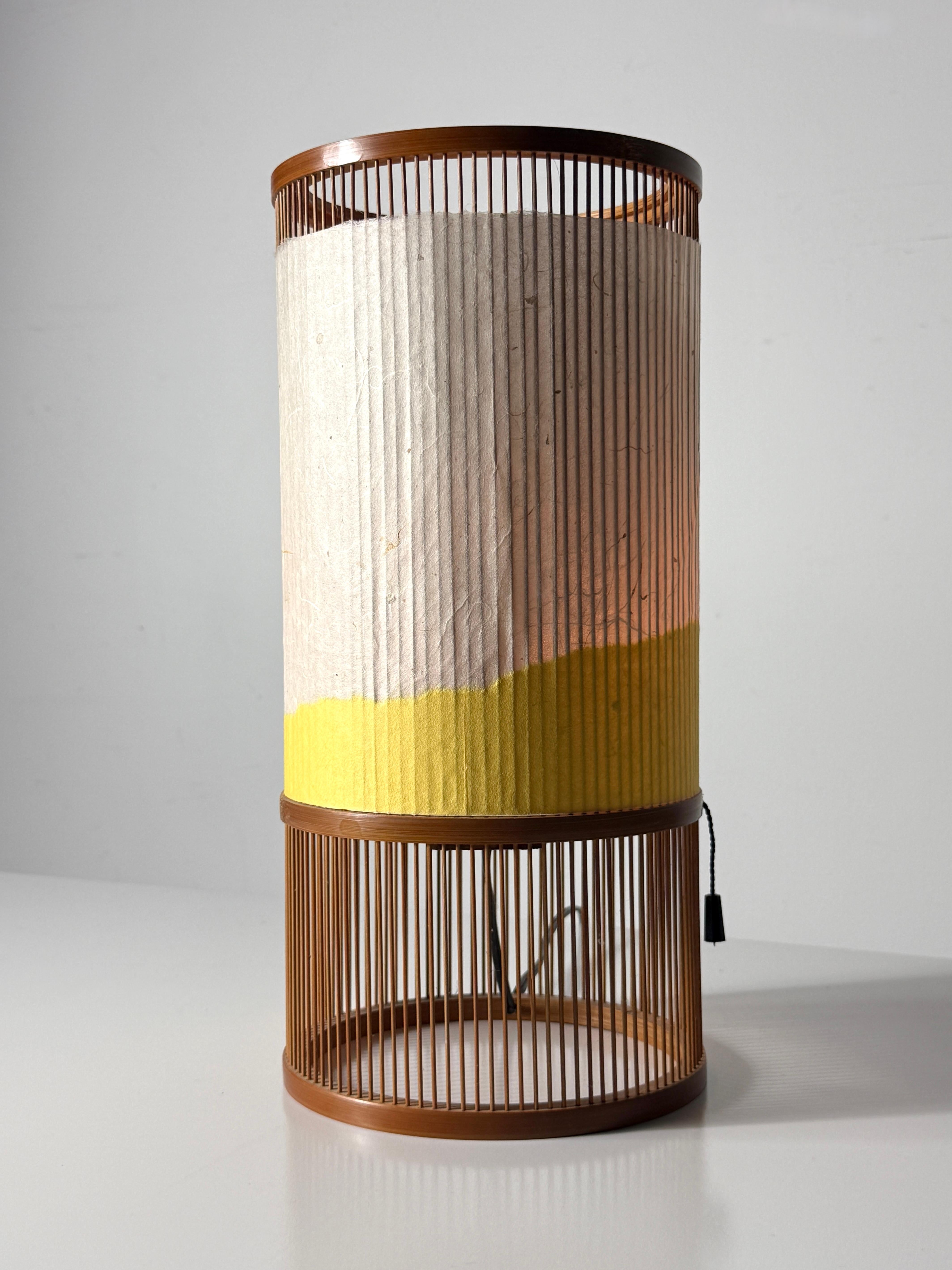 Mid-Century Modern Vintage Japanese Modern Bamboo Washi Paper Lantern Table Lamp by Miyabi Andon For Sale