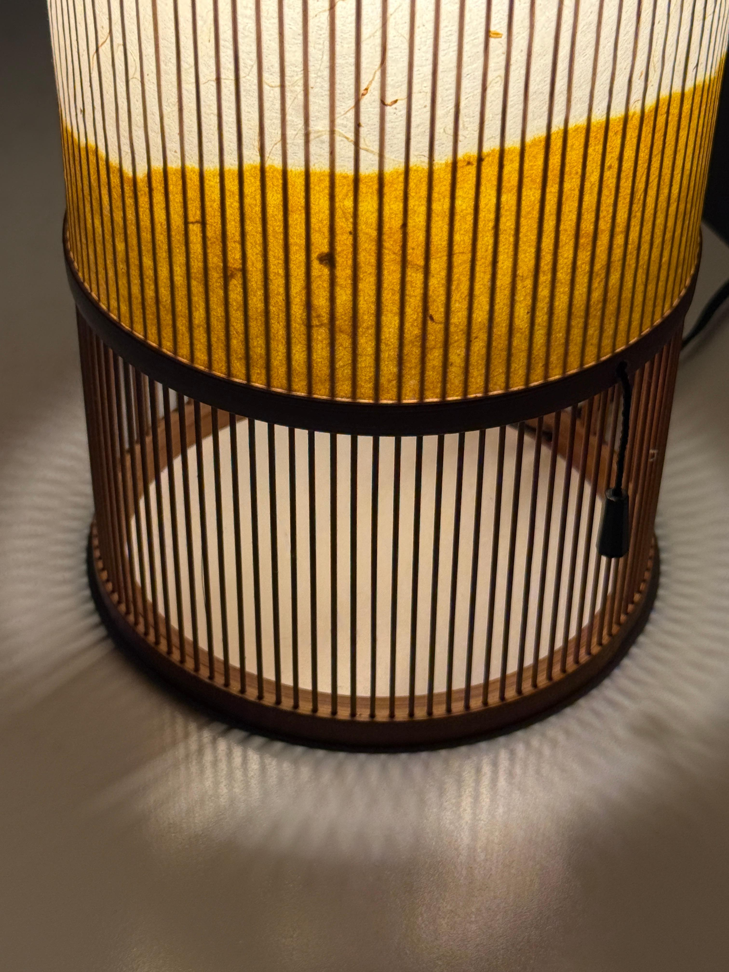 Vintage Japanese Modern Bamboo Washi Paper Lantern Table Lamp by Miyabi Andon For Sale 2