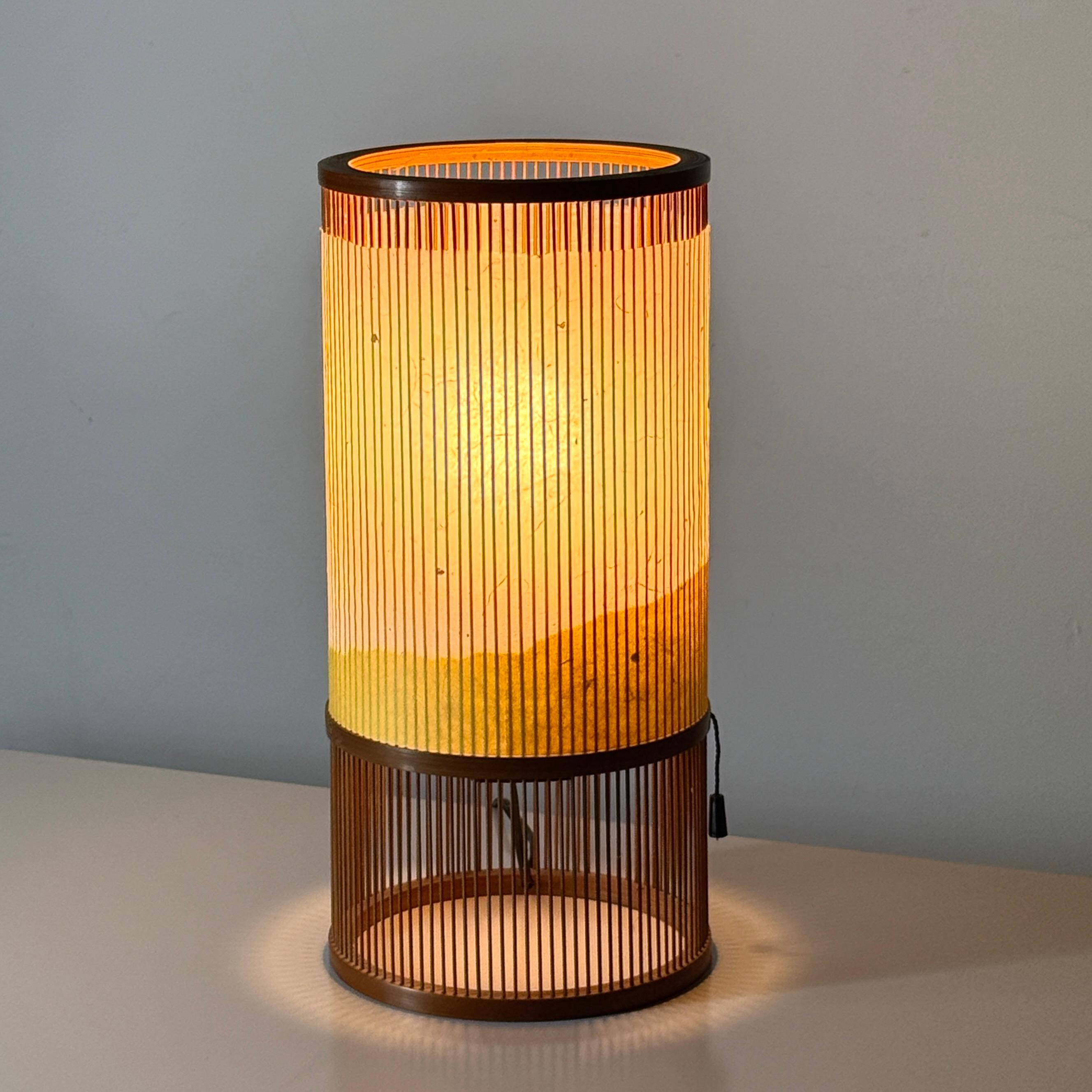 Vintage Japanese Modern Bamboo Washi Paper Lantern Table Lamp by Miyabi Andon For Sale 3