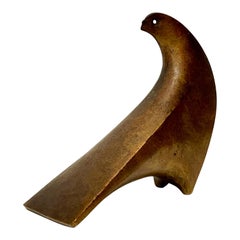 Vintage Japanese Modernist Bronze Bird Sculpture c1960s
