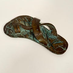 Vintage Japanese Modern Bronze Sandal Sculpture c1960s