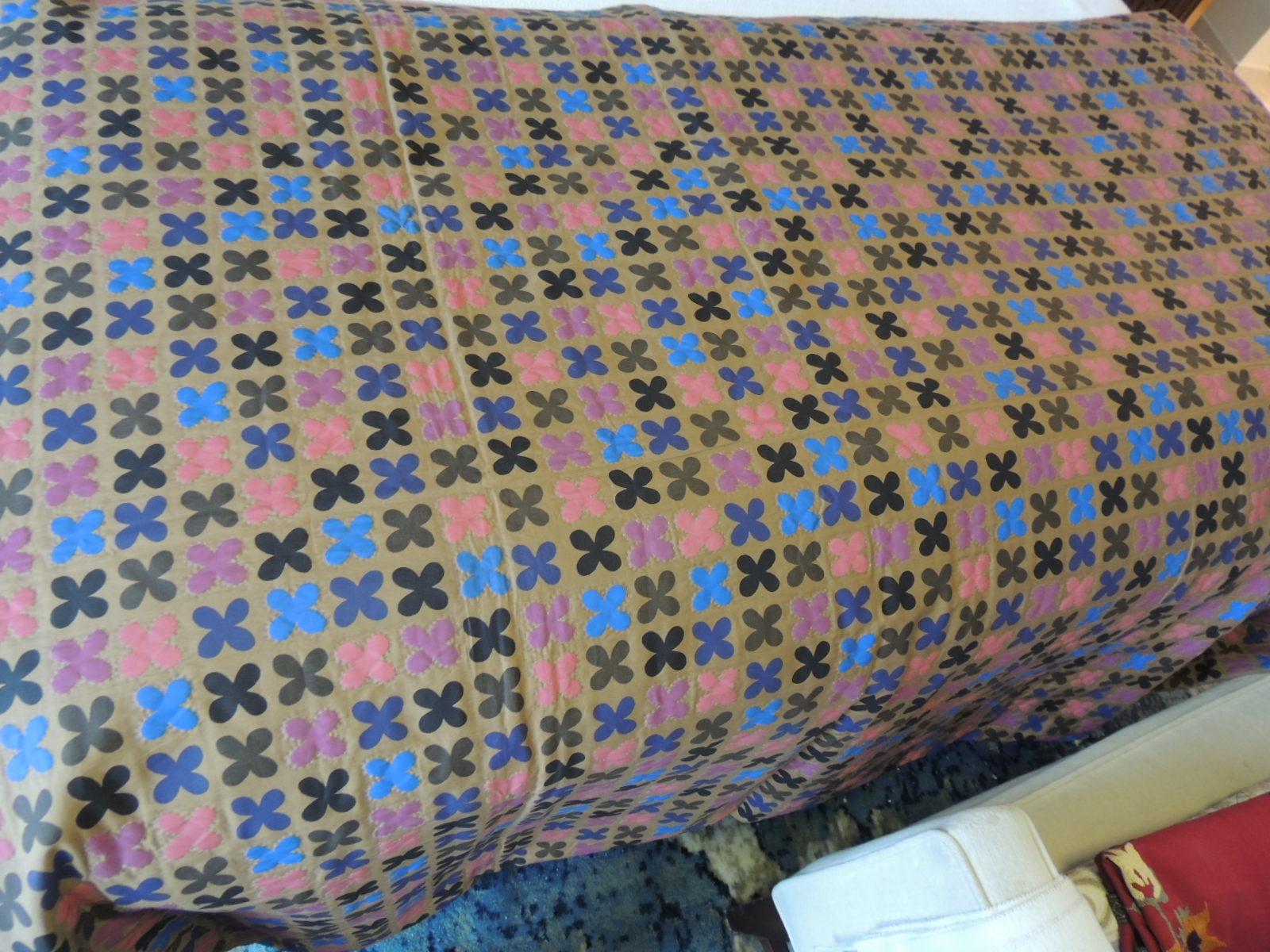 Hand-Crafted Vintage Japanese Multi-Color Quilted Blanket