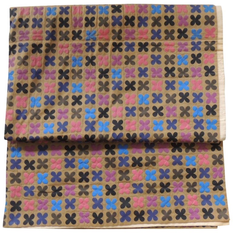 Vintage Japanese Multi-Color Quilted Blanket