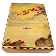 Vintage Japanese Music Box, Hand-Painted, Swiss Reuge Movement, 1960s