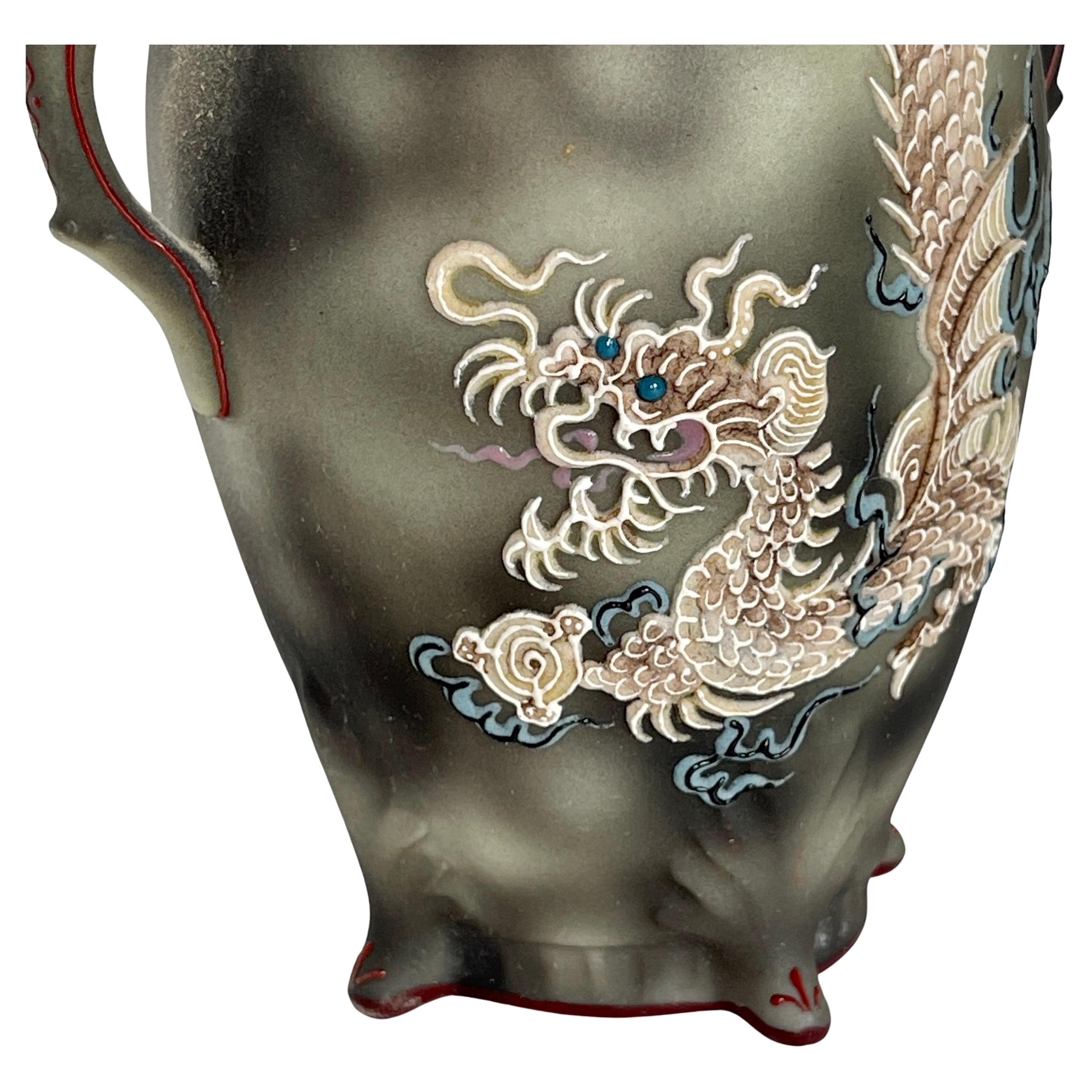 Vintage Japanese Noritake Hand Painted Moriage Dragonware Vase 2