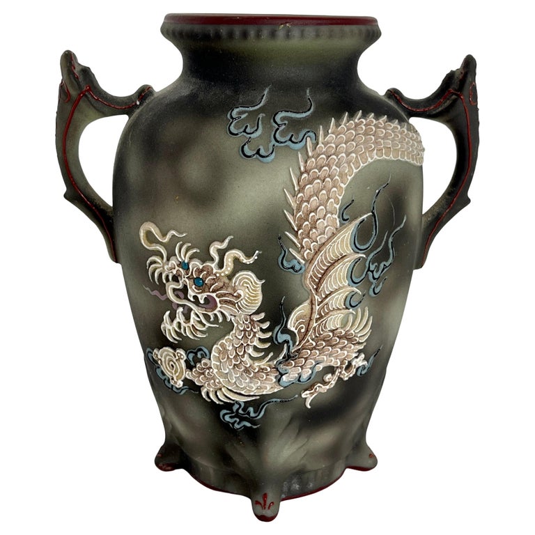 Vintage Japanese Noritake Hand Painted Moriage Dragonware Vase at
