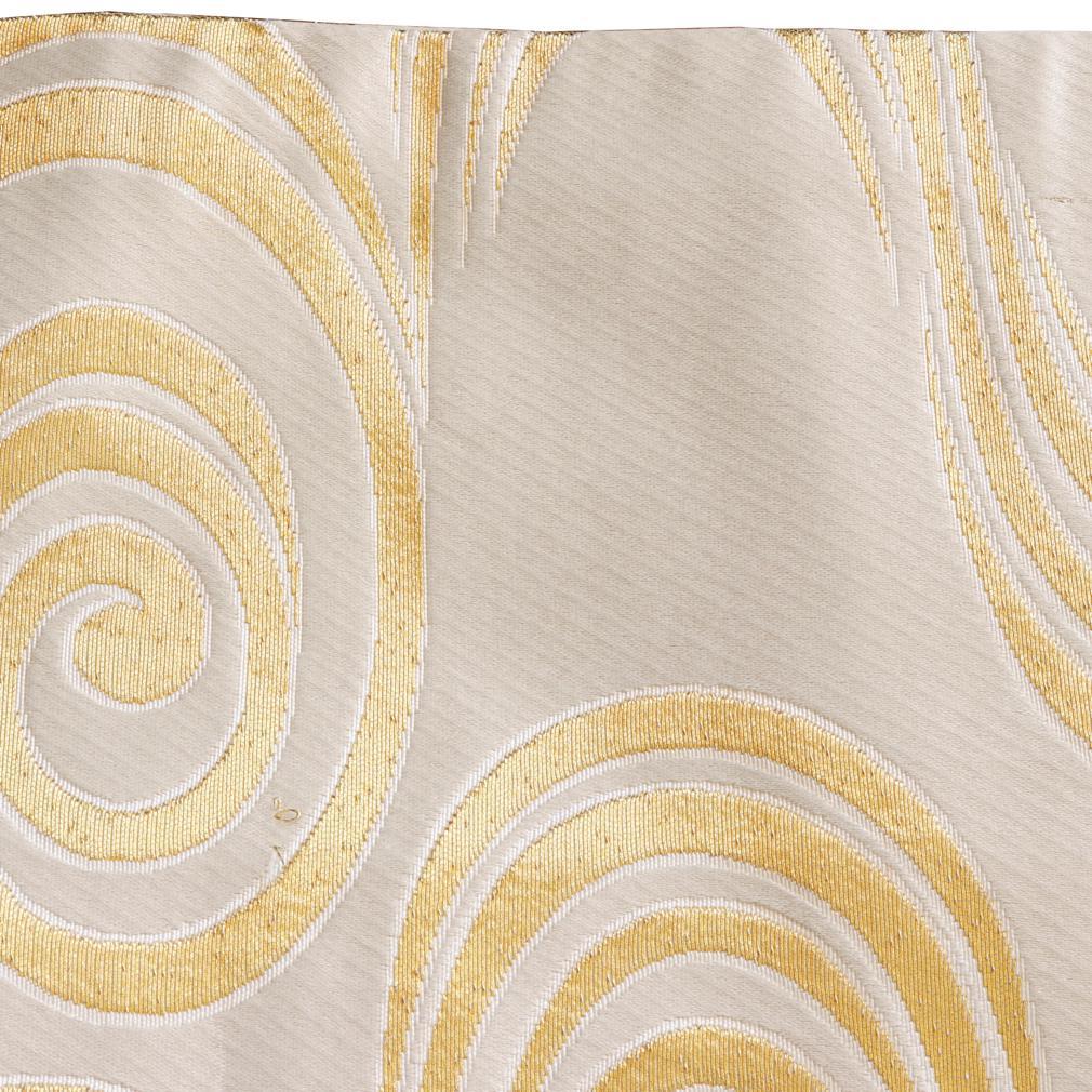 Obi japonés vintage, motivo ondulado abstracto dorado sobre blanco en Bueno estado para la venta en Point Richmond, CA