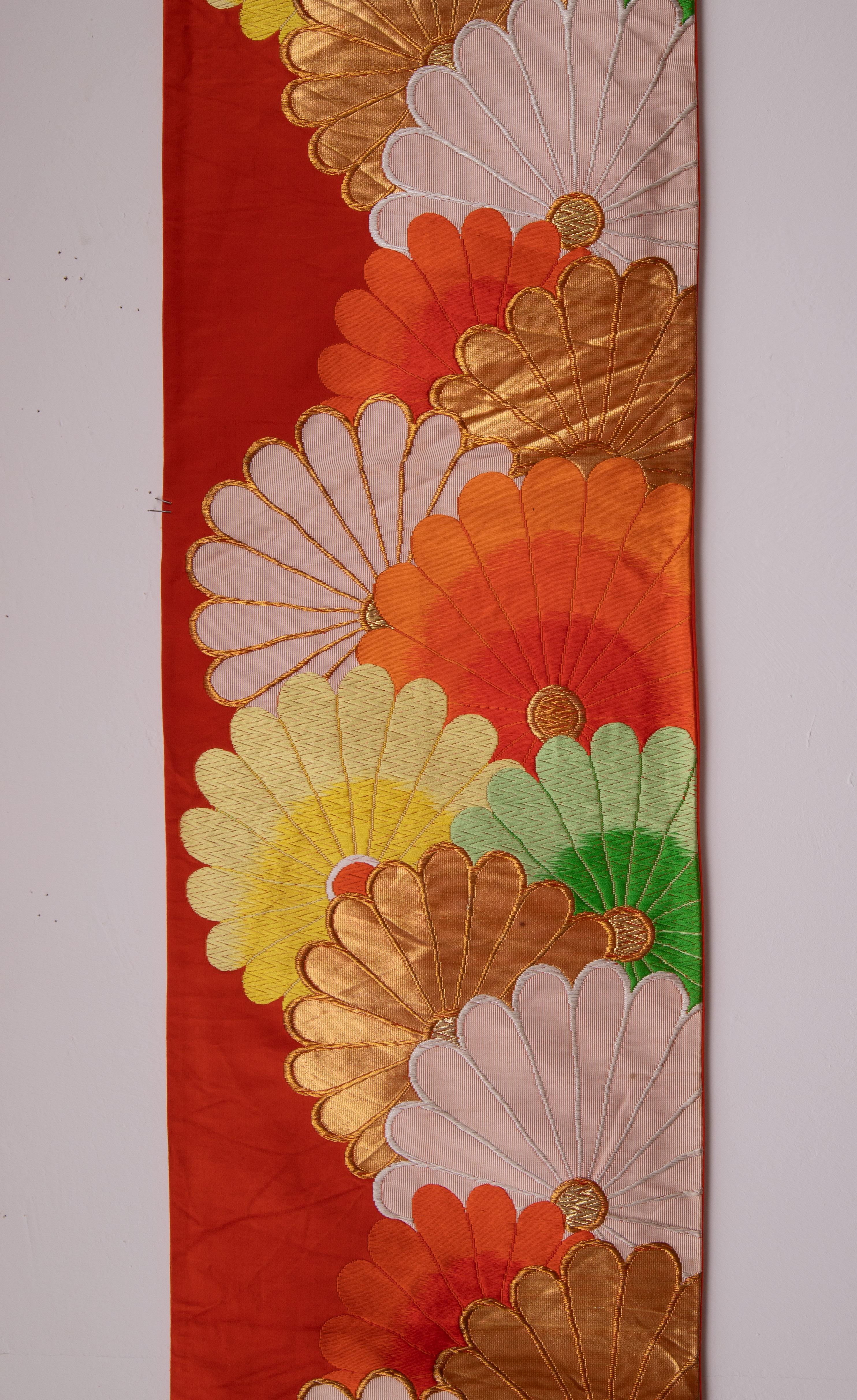 Woven Vintage Japanese Obi Textile, Mid-20th C For Sale