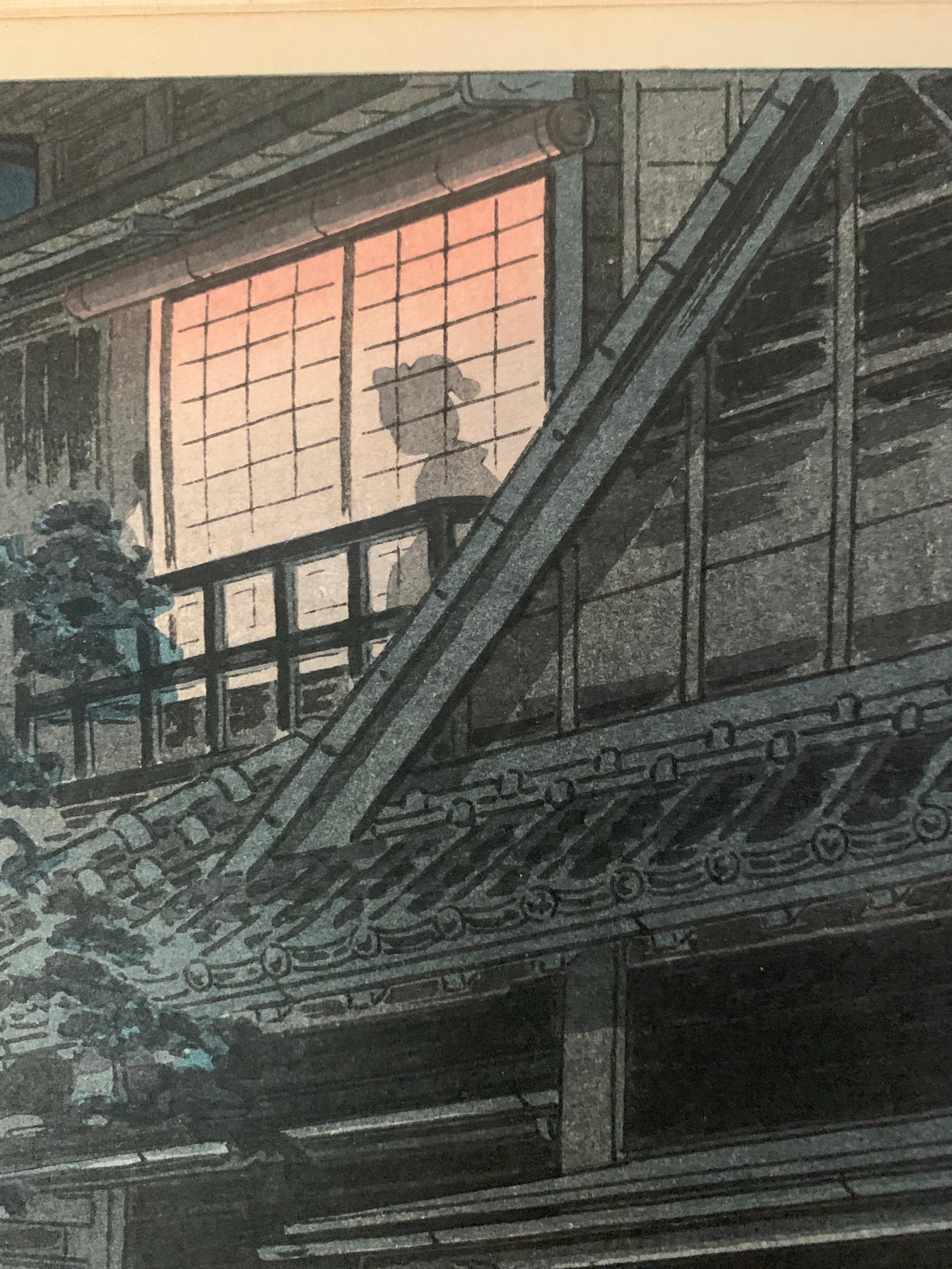 Fatto a mano Woodblock originale giapponese d'epoca in elegante cornice di Tsuchiya Kōitsu, 1939 in vendita