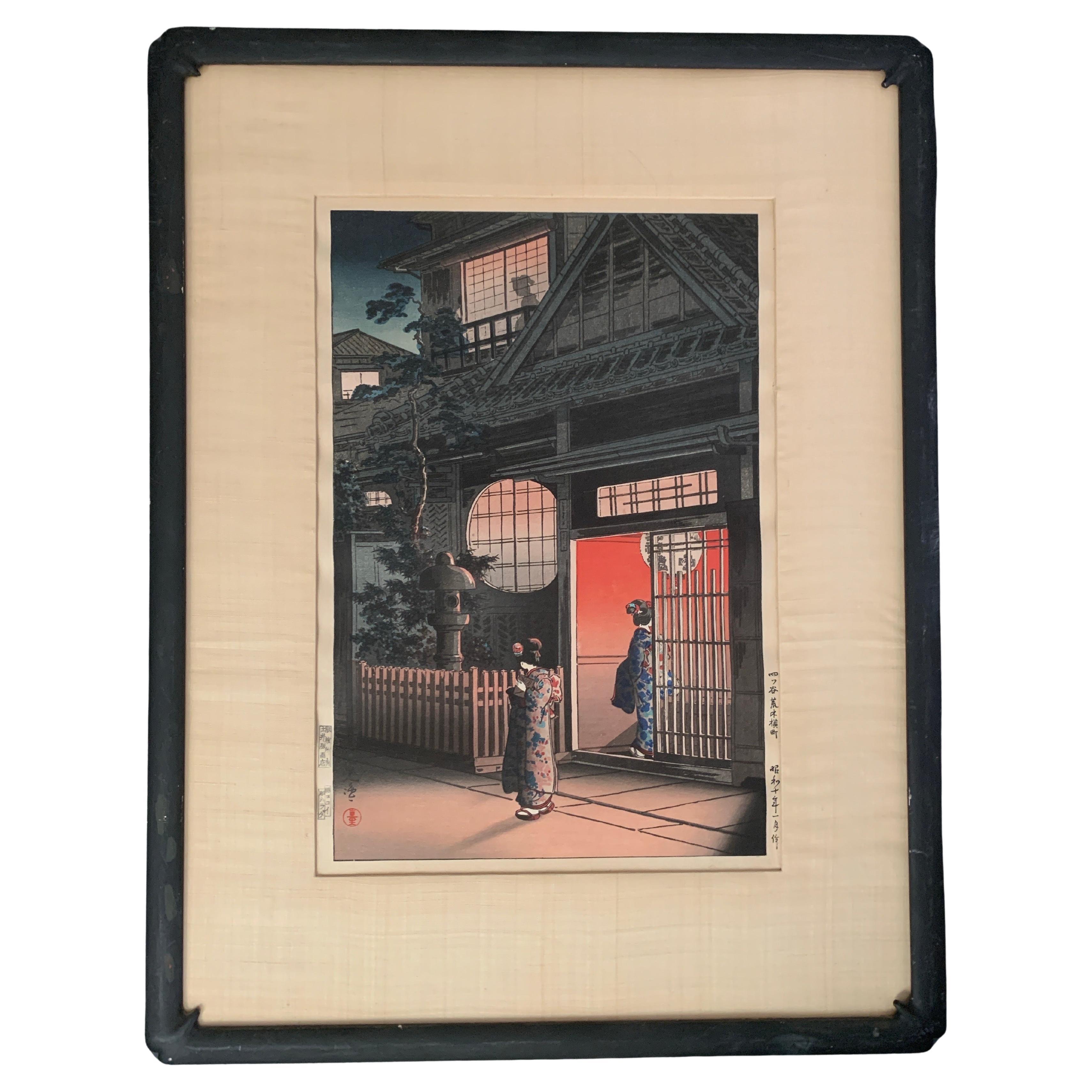 Vintage Japanischer Original-Holzschnitt in stilvollem Rahmen von Tsuchiya Kōitsu, 1939