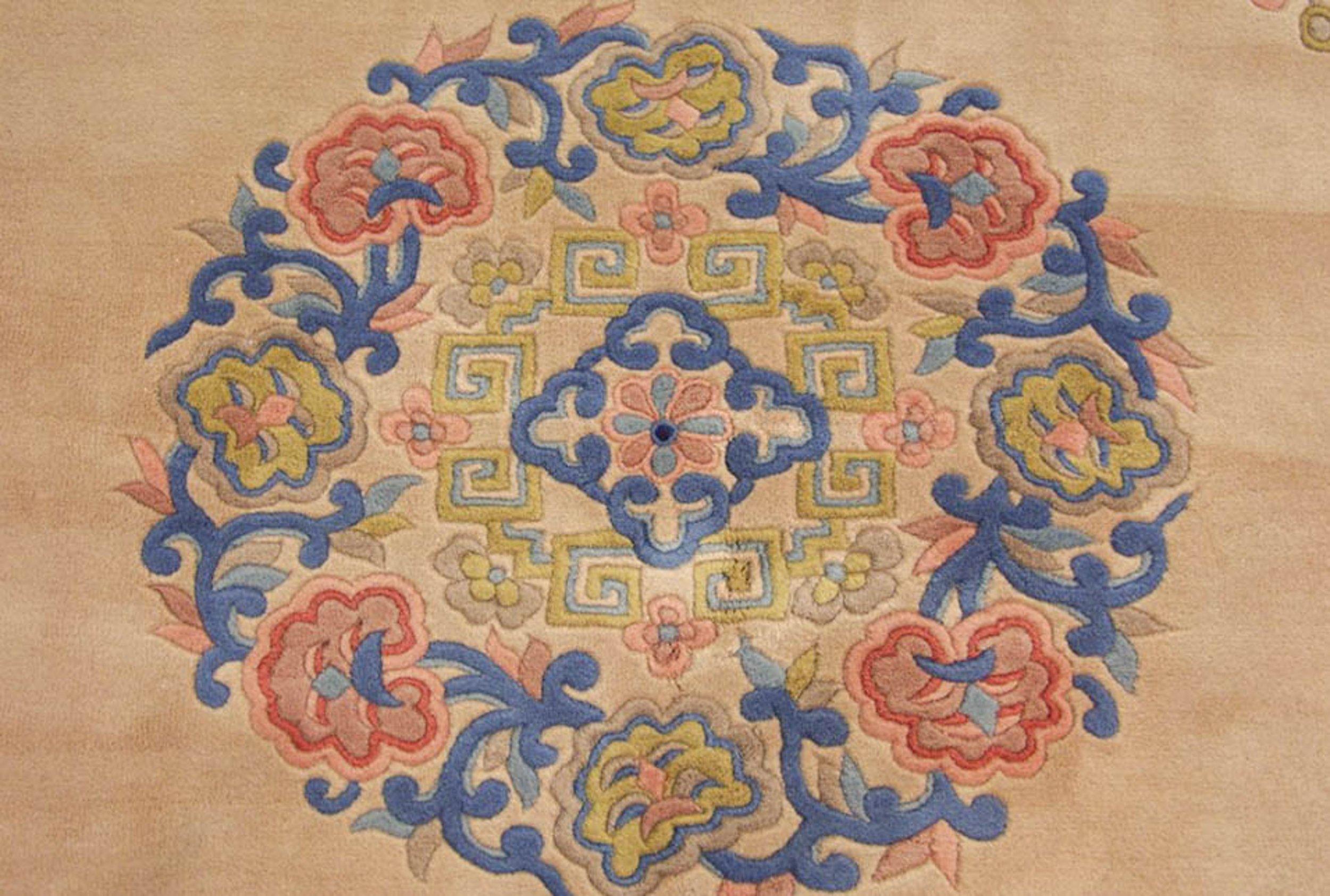 Other Vintage Japanese Peking Design Square Carpet For Sale