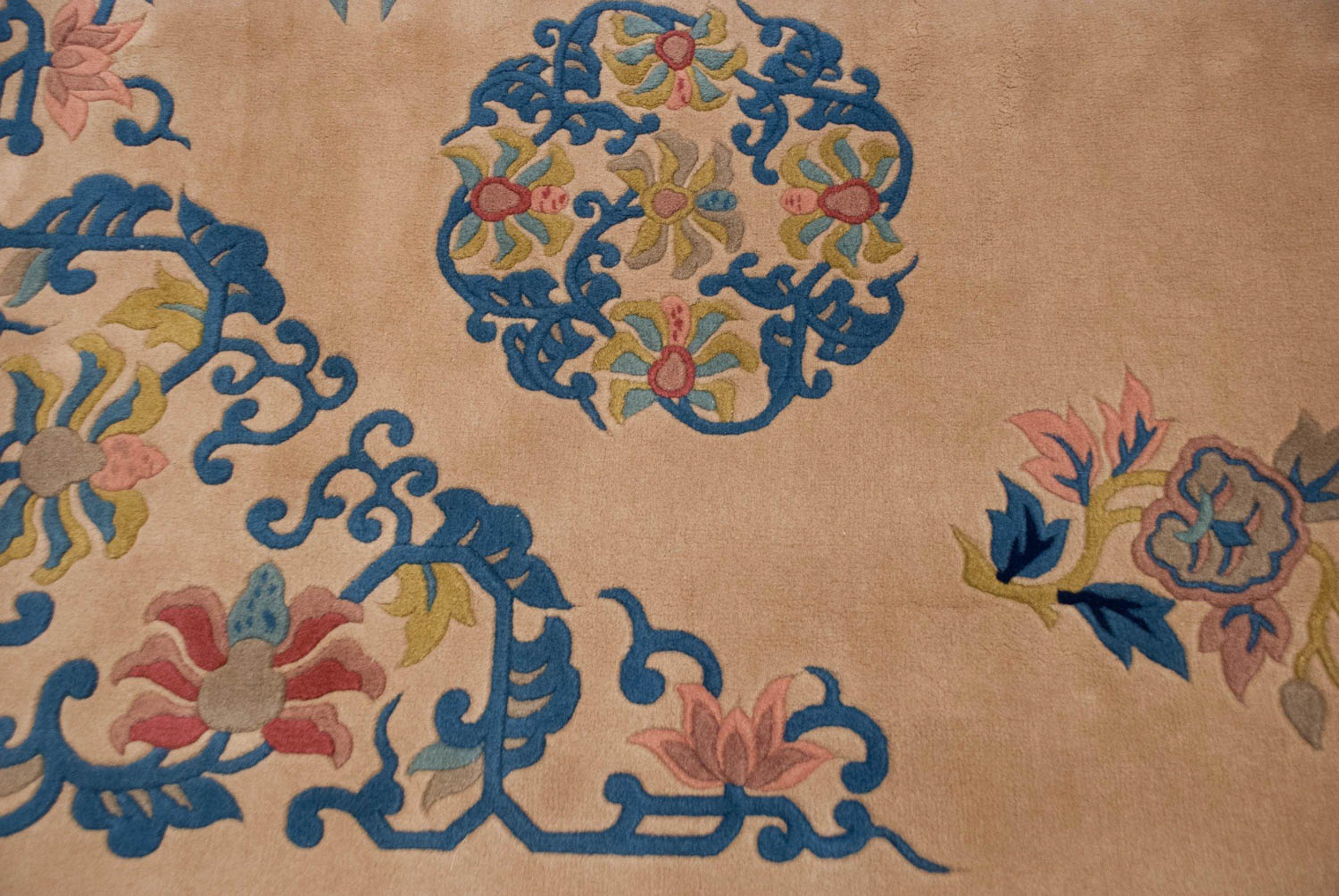 Hand-Knotted Vintage Japanese Peking Design Square Carpet For Sale