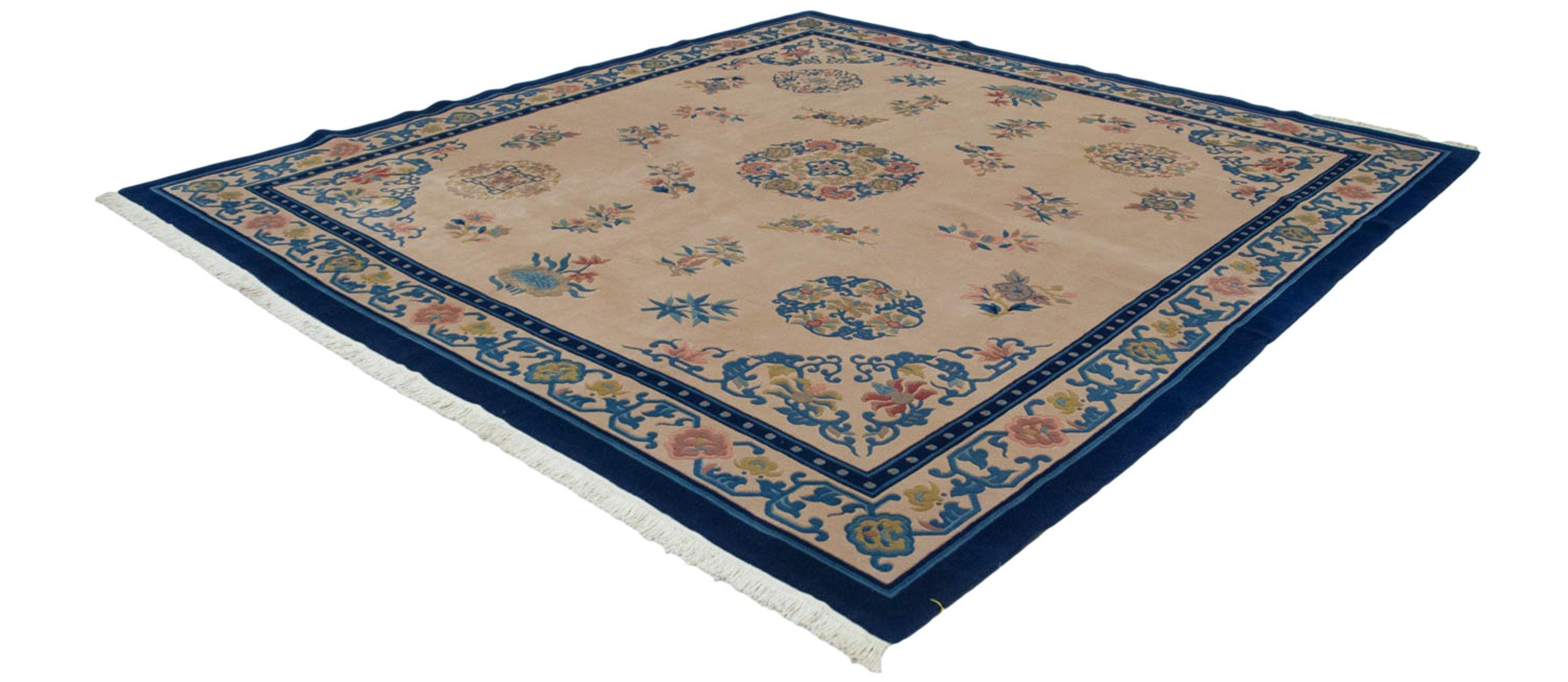 Vintage Japanese Peking Design Square Carpet For Sale 2