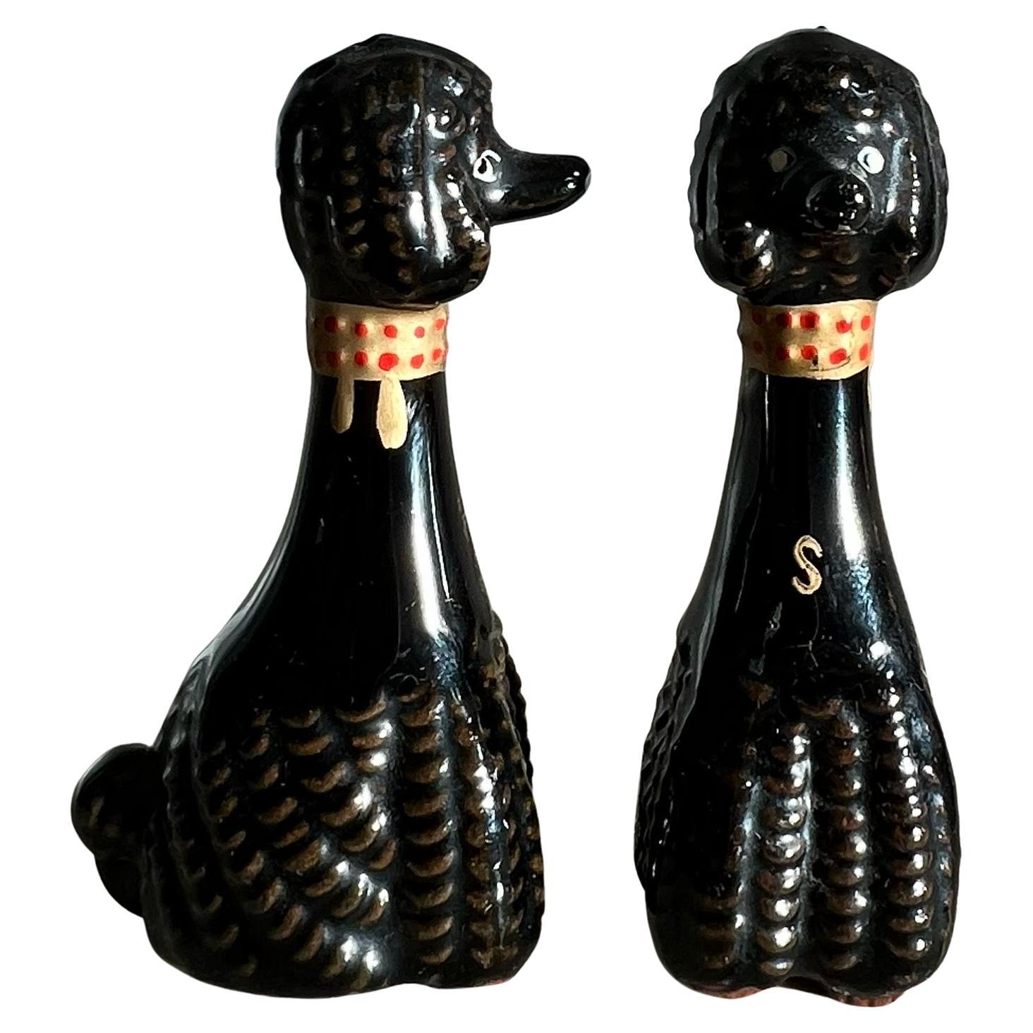 Vintage Japanese poodle salt and pepper shakers, 1950s