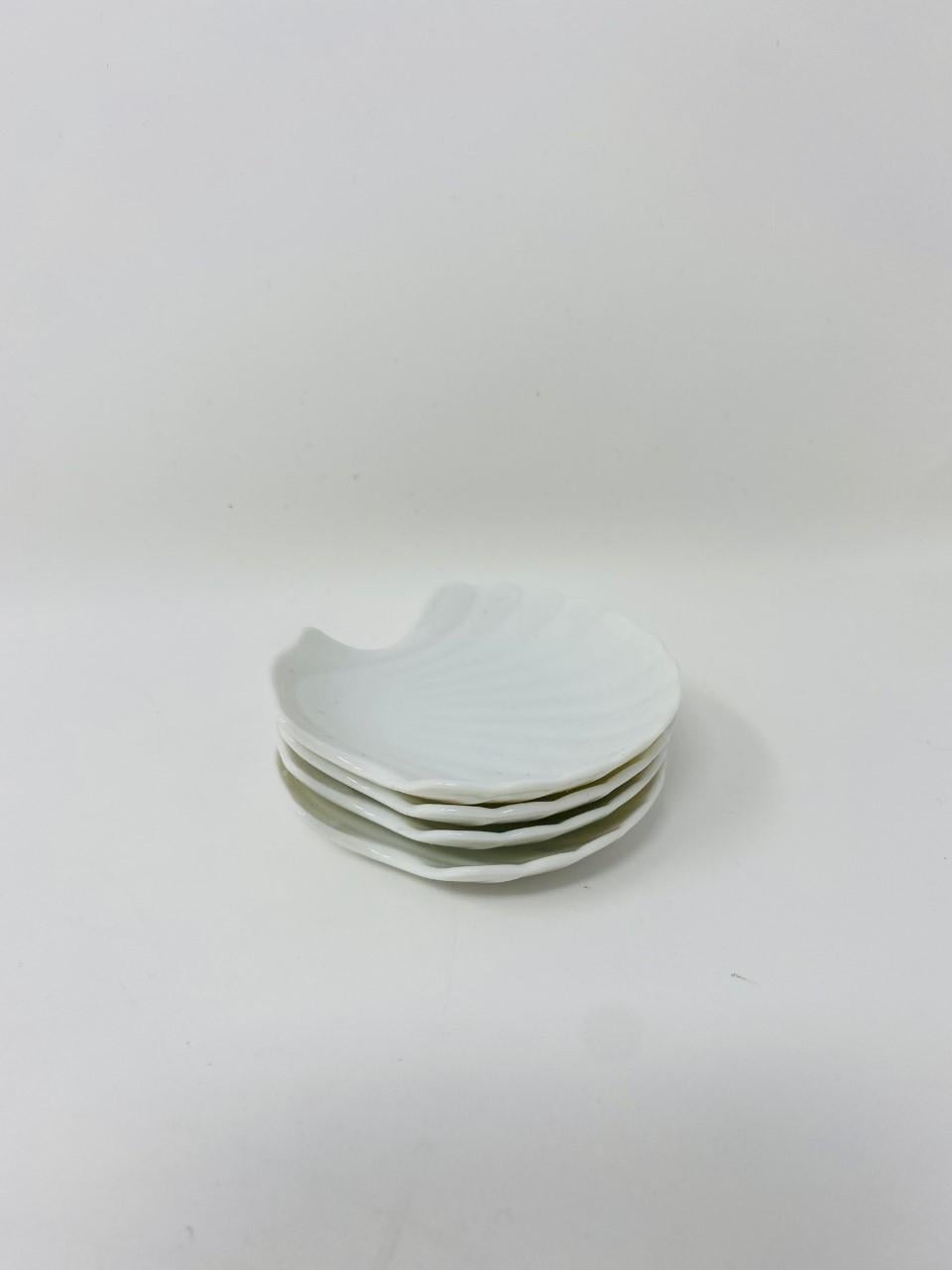 Molded Vintage Japanese Porcelain Appetizer Plates 'Set of 4' Mid Century For Sale