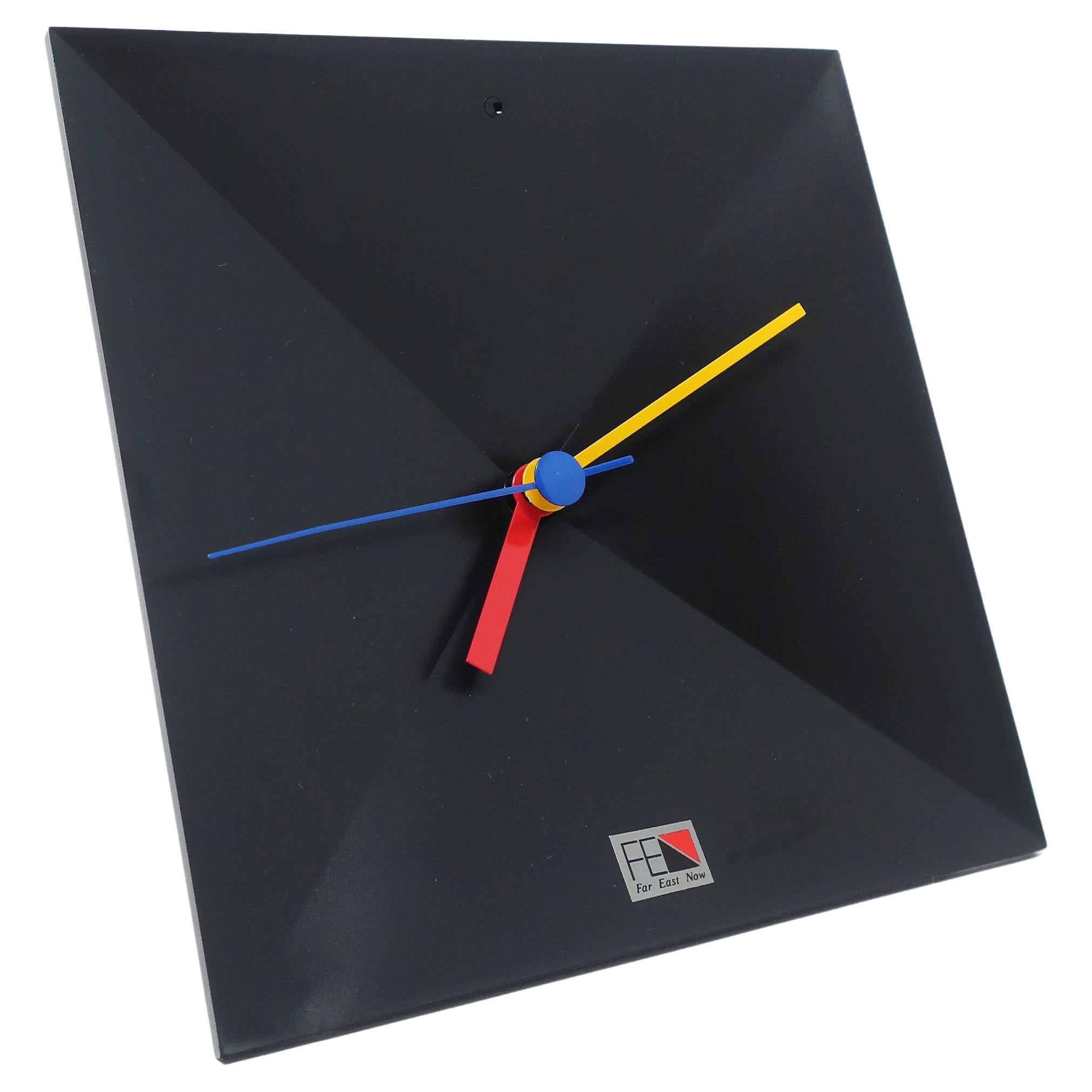 Vintage Japanese Postmodern Black Clock For Sale