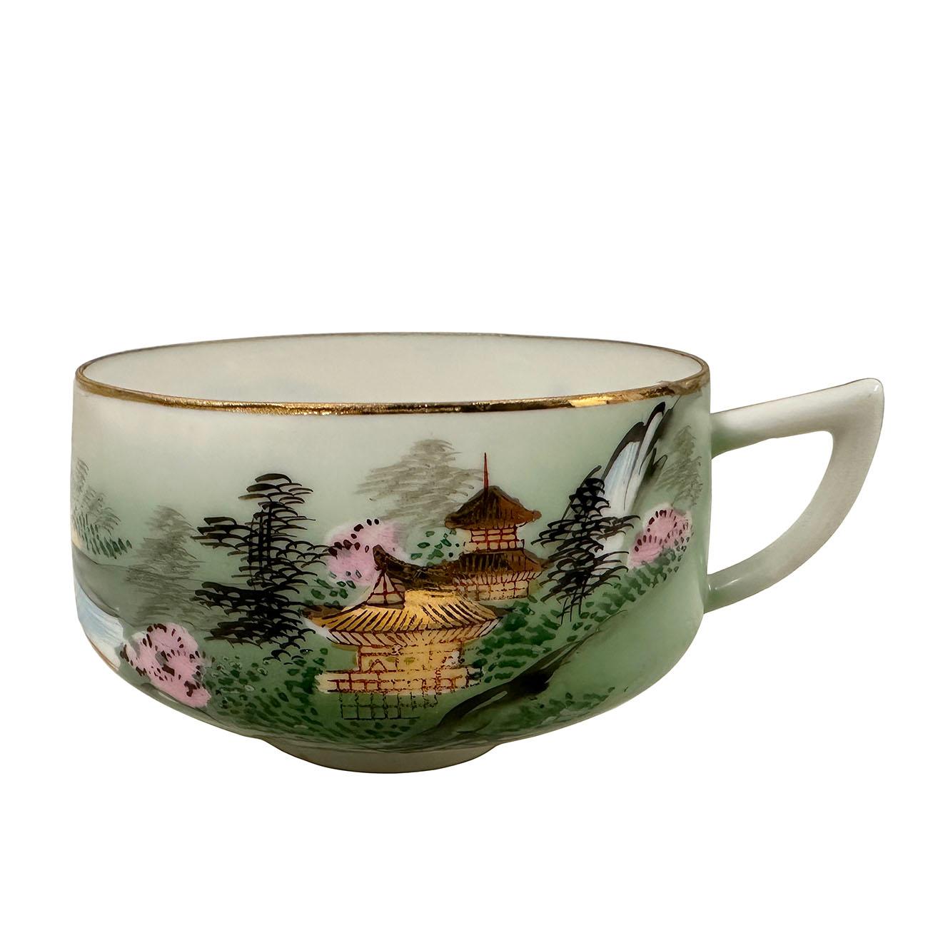 Vintage Japanese Rokko Hand Painted Eggshell Porcelain Tea Set for 5 4