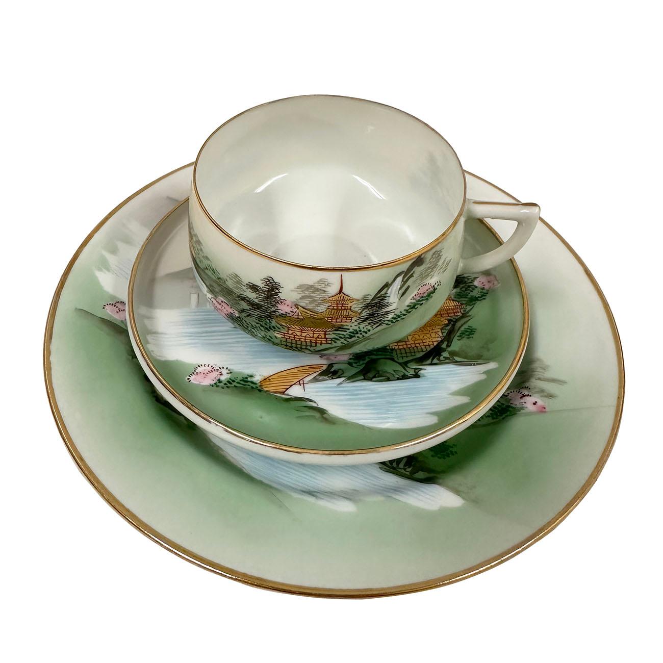 Vintage Japanese Rokko Hand Painted Eggshell Porcelain Tea Set for 5 5