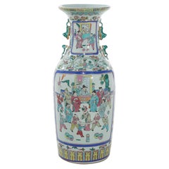 Vase de sol japonais vintage en porcelaine avec scènes de genre, vers 1930